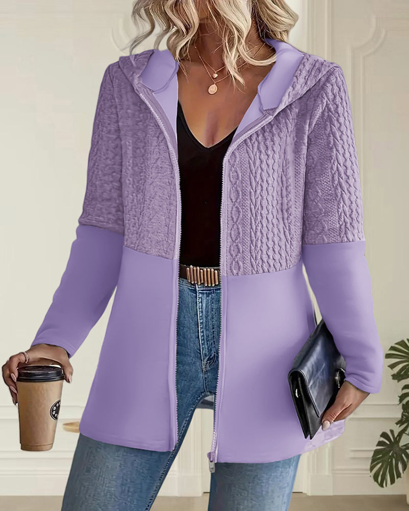 Modern Casual Jacquard Hooded Cardigan