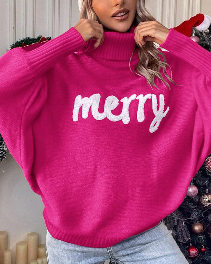 Merry Turtleneck Batwing Sleeve Knit Sweater