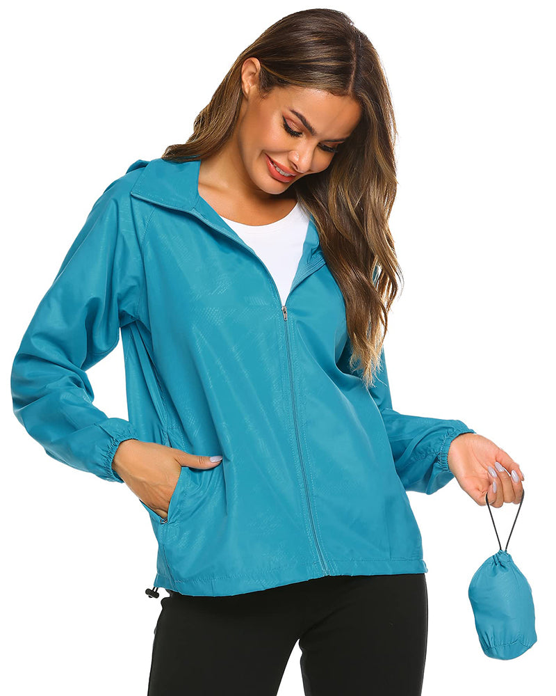 Waterproof Rain Packable Hooded Windbreaker – Zeagoo- Blue S Waterproof Rain Packable Hooded Windbreaker – Zeagoo- Blue S