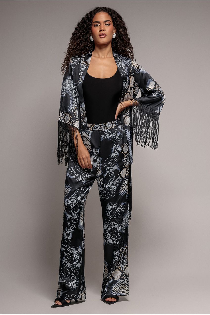 Goddiva Foil Print Wide Leg Trousers Goddiva Foil Print Wide Leg Trousers