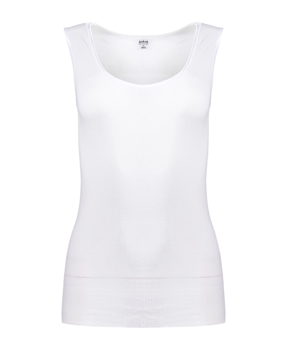 Poly Viscose Flat Knit Round Neck Vest – Medium White Poly Viscose Flat Knit Round Neck Vest – Medium White