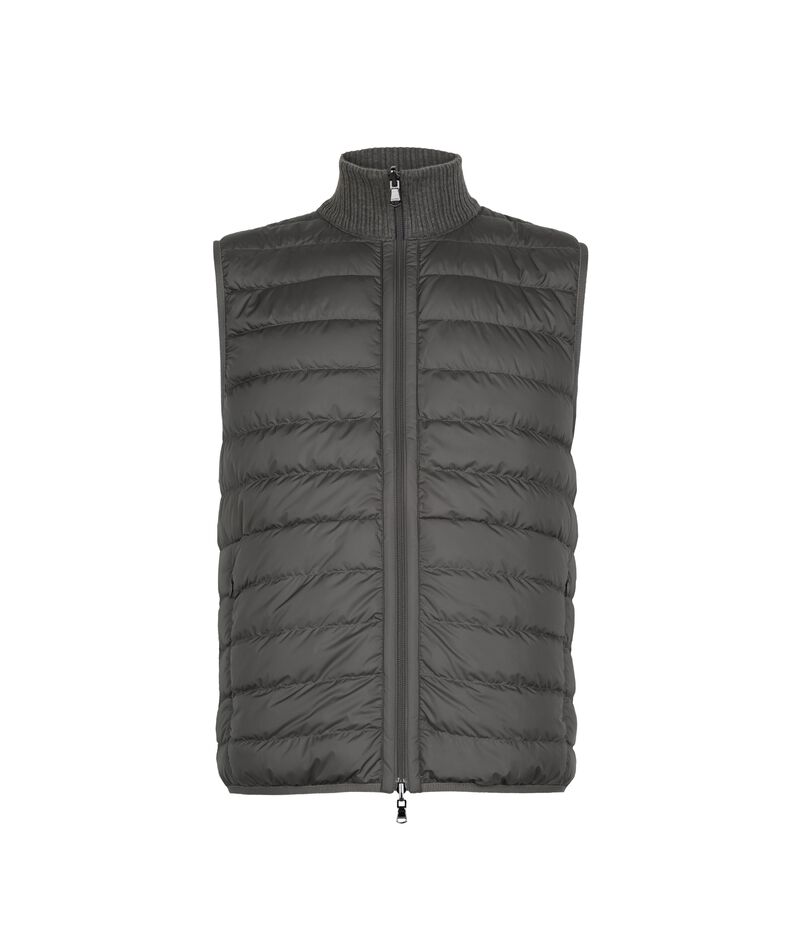 Falconeri Reversible sleeveless short quilted jacket with a matte side Man Dark Grey Melange