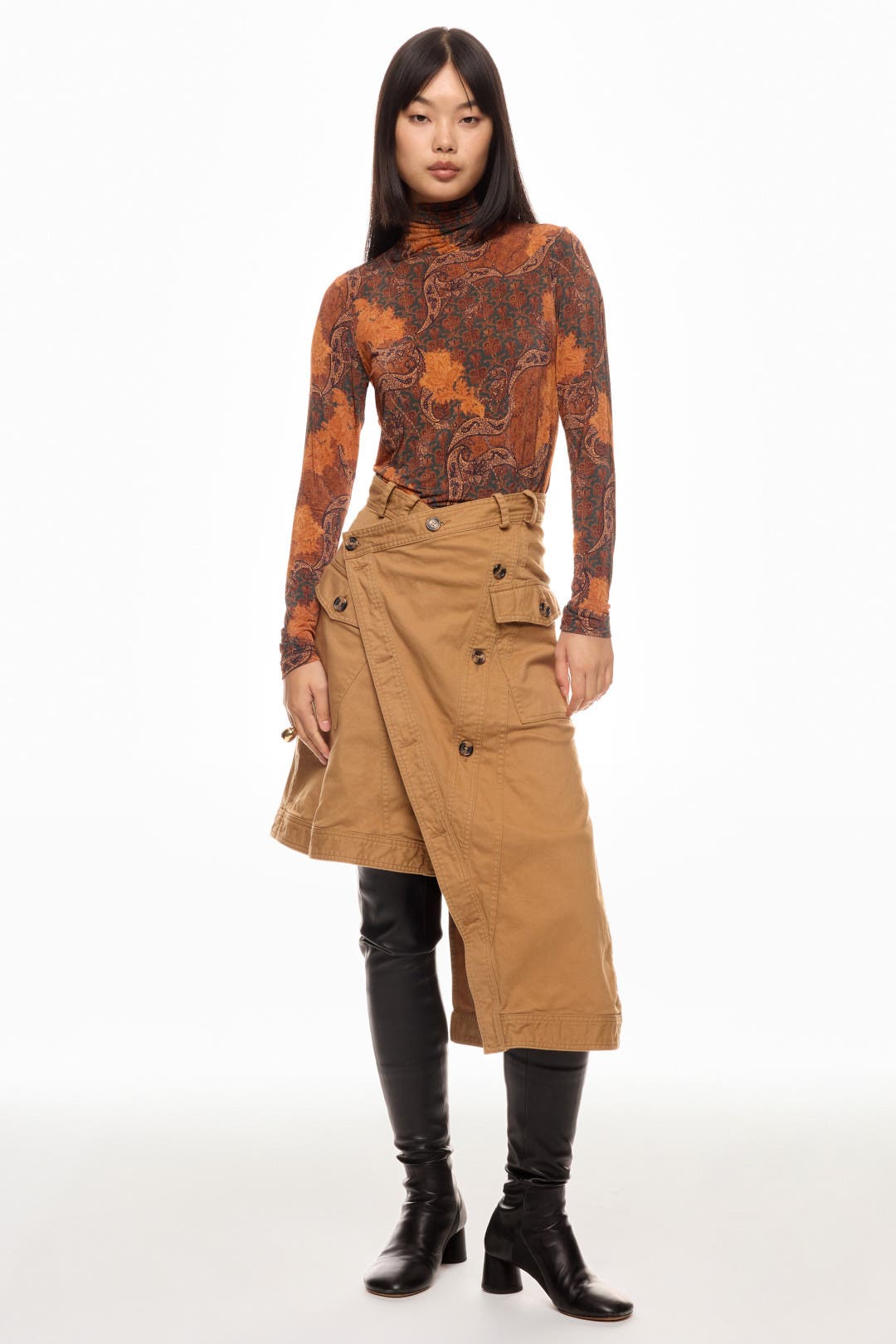 Ulla Johnson Aurelia Floral Printed Turtleneck Multicolored-red-print