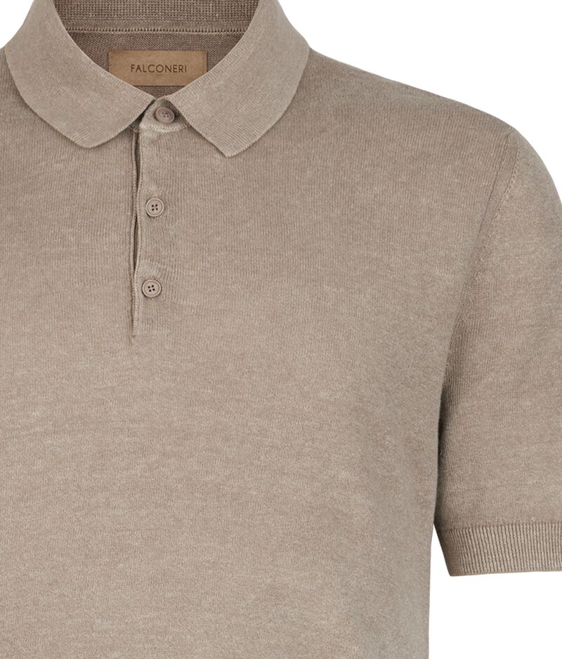 Falconeri Linen and cotton polo shirt Man Wheat Mineral Earth