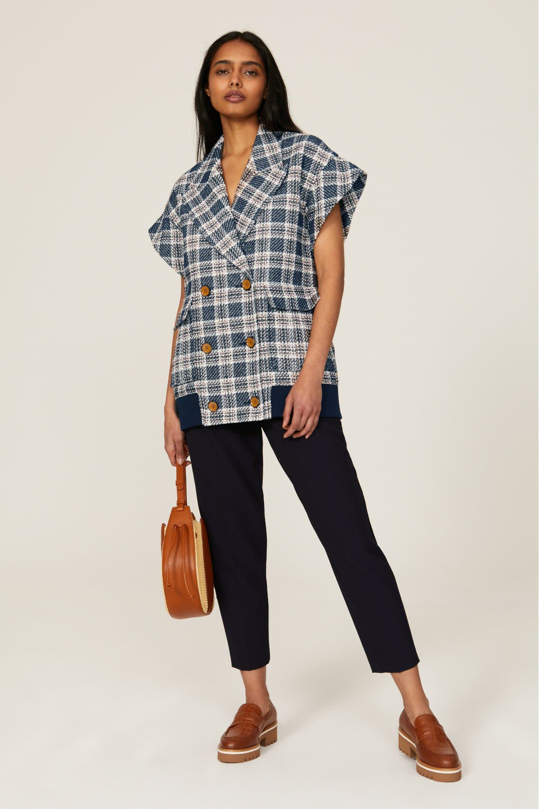 Veronica Beard Enzo Dickey Vest Blue-print Veronica Beard Enzo Dickey Vest Blue-print