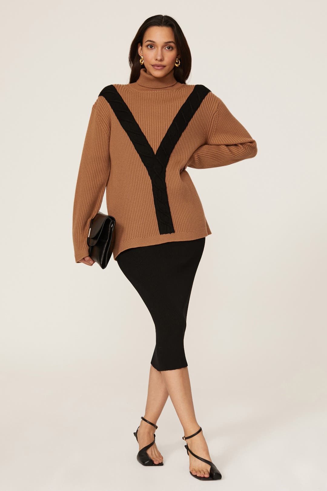 Victor Glemaud Cable Turtleneck Sweater Brown-print