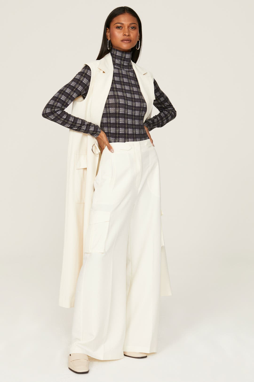 Vince. Plaid Turtleneck Blue-grey-print