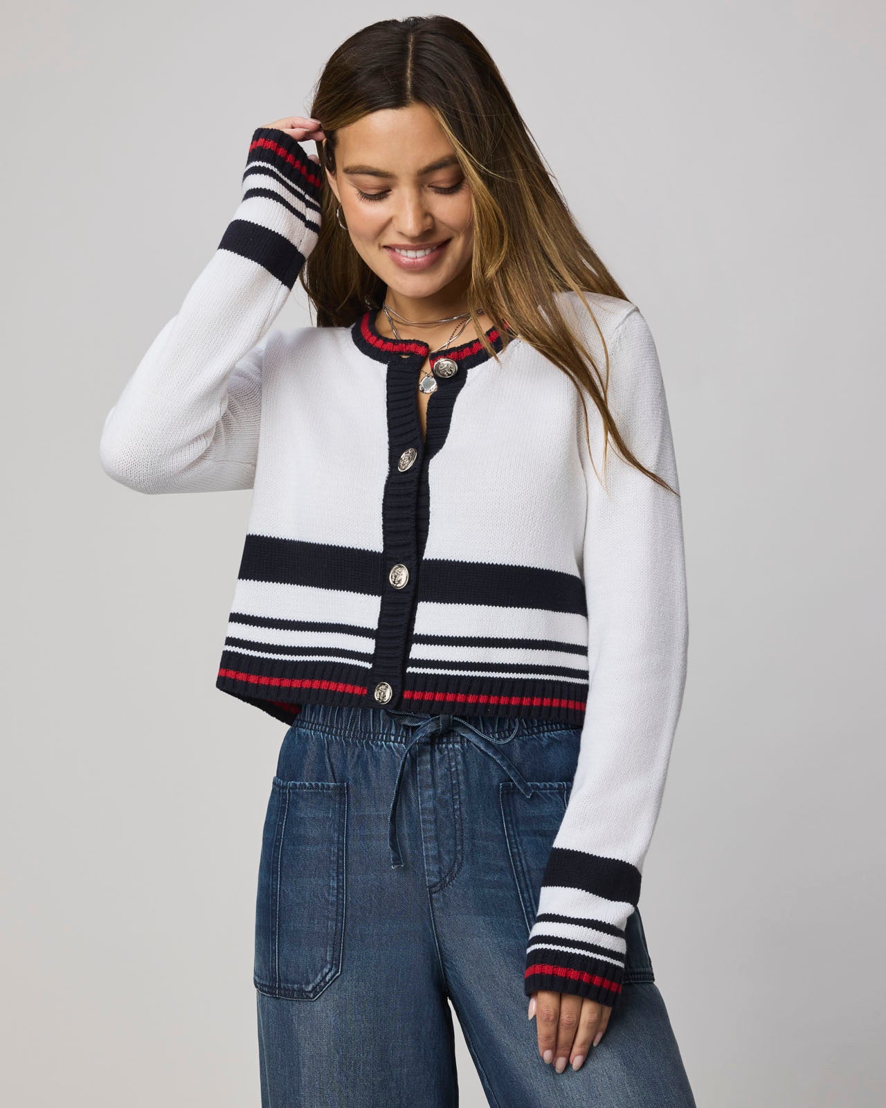 Splendid – Sailor Stripe Cardigan – WhiteNavyRouge Splendid – Sailor Stripe Cardigan – WhiteNavyRouge