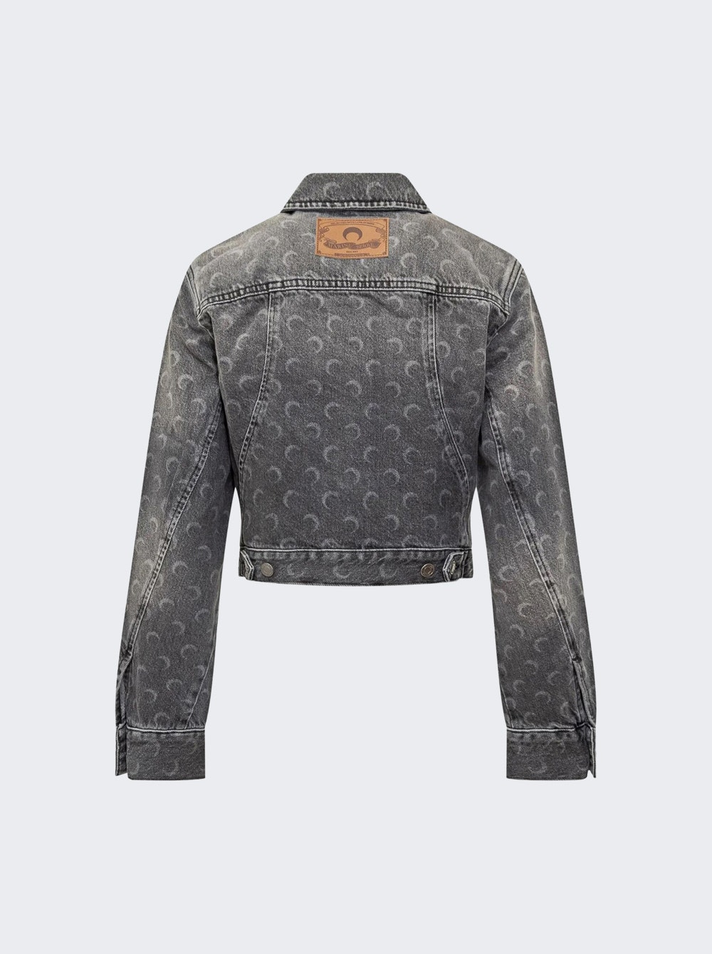 Moon Laser Grey Wash Denim Cropped Jacket Dark Grey