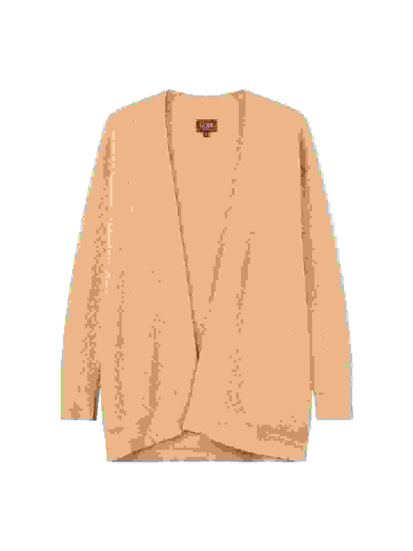 Organic Color Cashmere Ajour Knit Open front Cardigan – Beige WK- Organic Color Cashmere Ajour Knit Open front Cardigan – Beige WK-