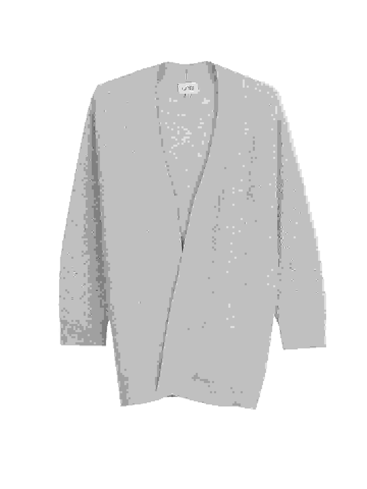 Ajour Knit Open front Cardigan – Light Gray WK-