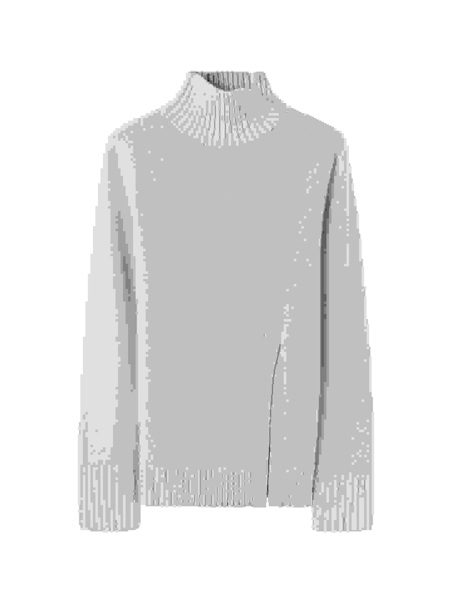 Cut-Out Cashmere Turtleneck – L Rose Gray WK- Cut-Out Cashmere Turtleneck – L Rose Gray WK-