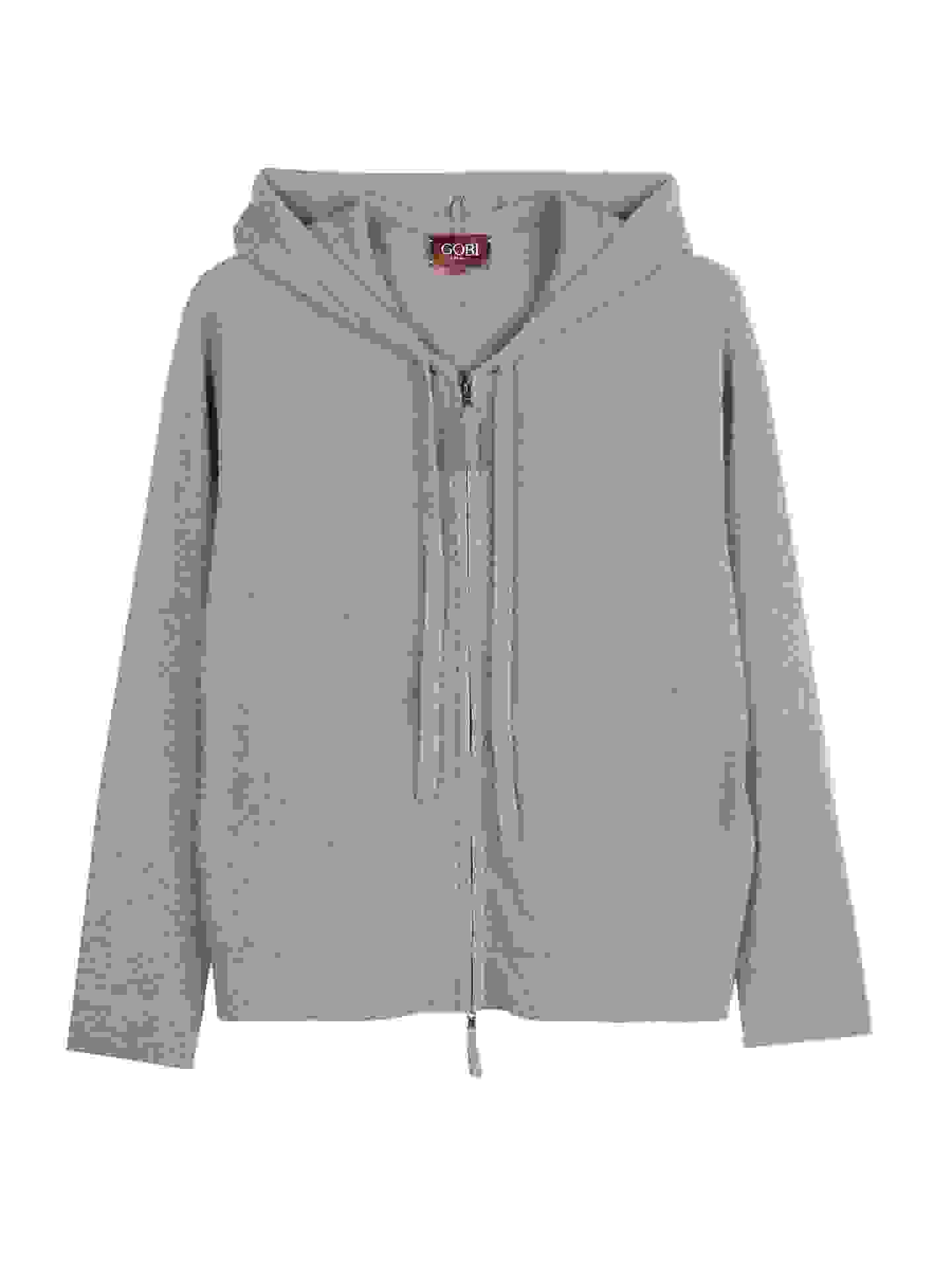 Organic Color Cashmere Zip-Up Hoodie – taupe WK- Organic Color Cashmere Zip-Up Hoodie – taupe WK-