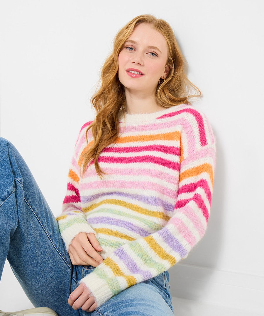 Ella Stripe Jumper – Size – Cream – by Joe Browns Ella Stripe Jumper – Size – Cream – by Joe Browns