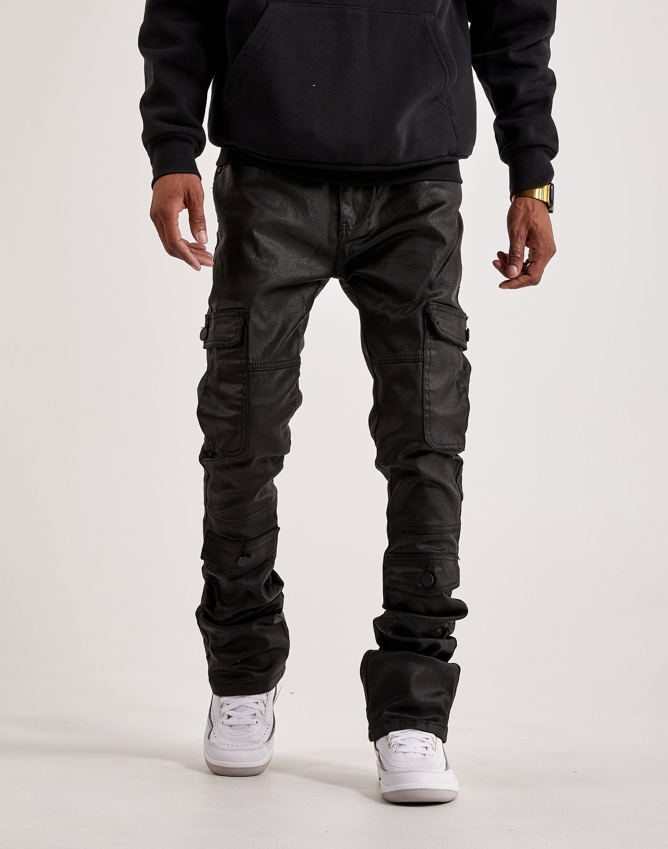 WAIMEA Stacked Coated Cargo Denim Jeans WAIMEA Stacked Coated Cargo Denim Jeans