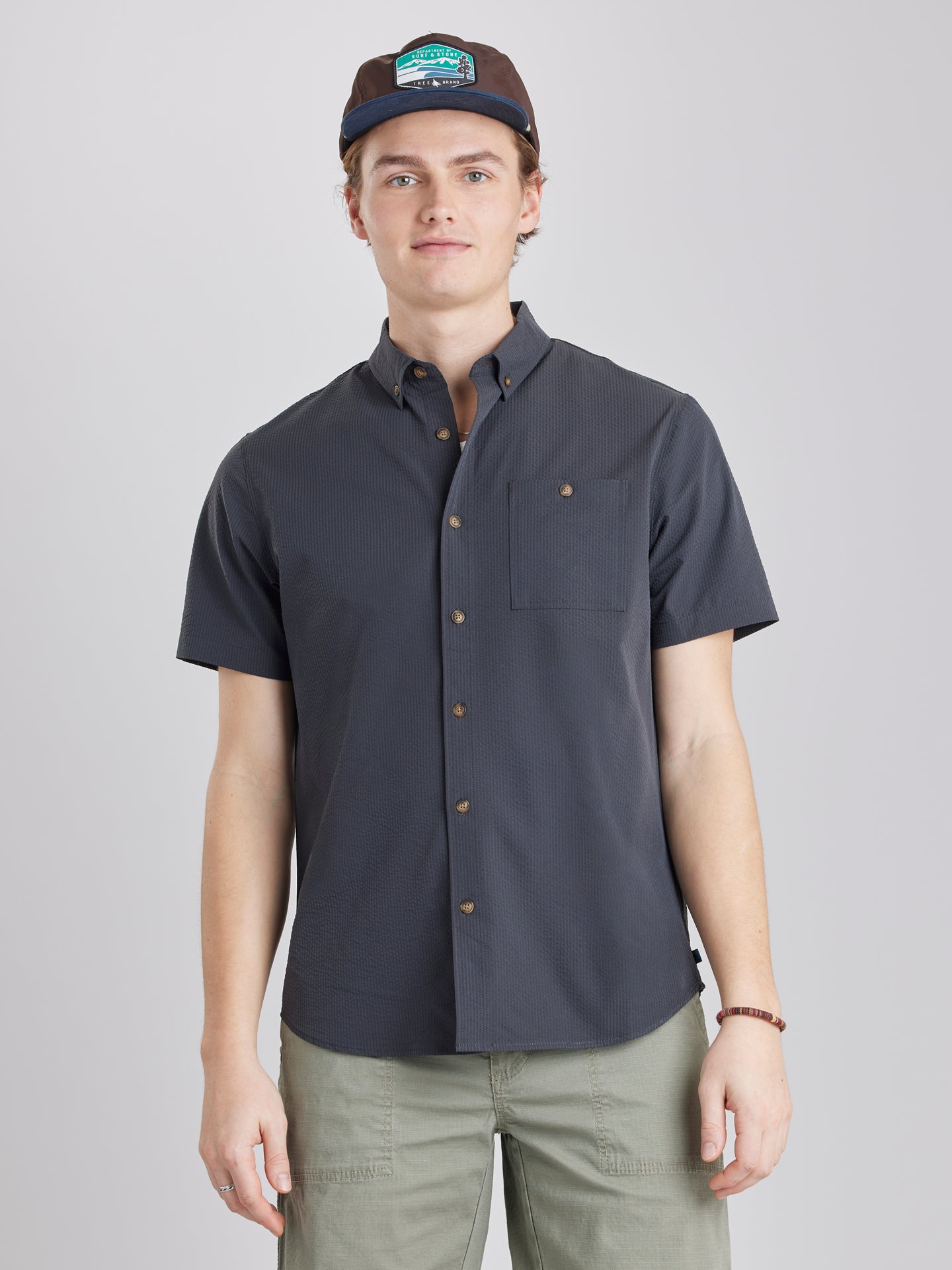 Men’s Shirt UB Tech Seersucker Button-Up Polyester by UNIONBAY, Skillet Men’s Shirt UB Tech Seersucker Button-Up Polyester by UNIONBAY, Skillet