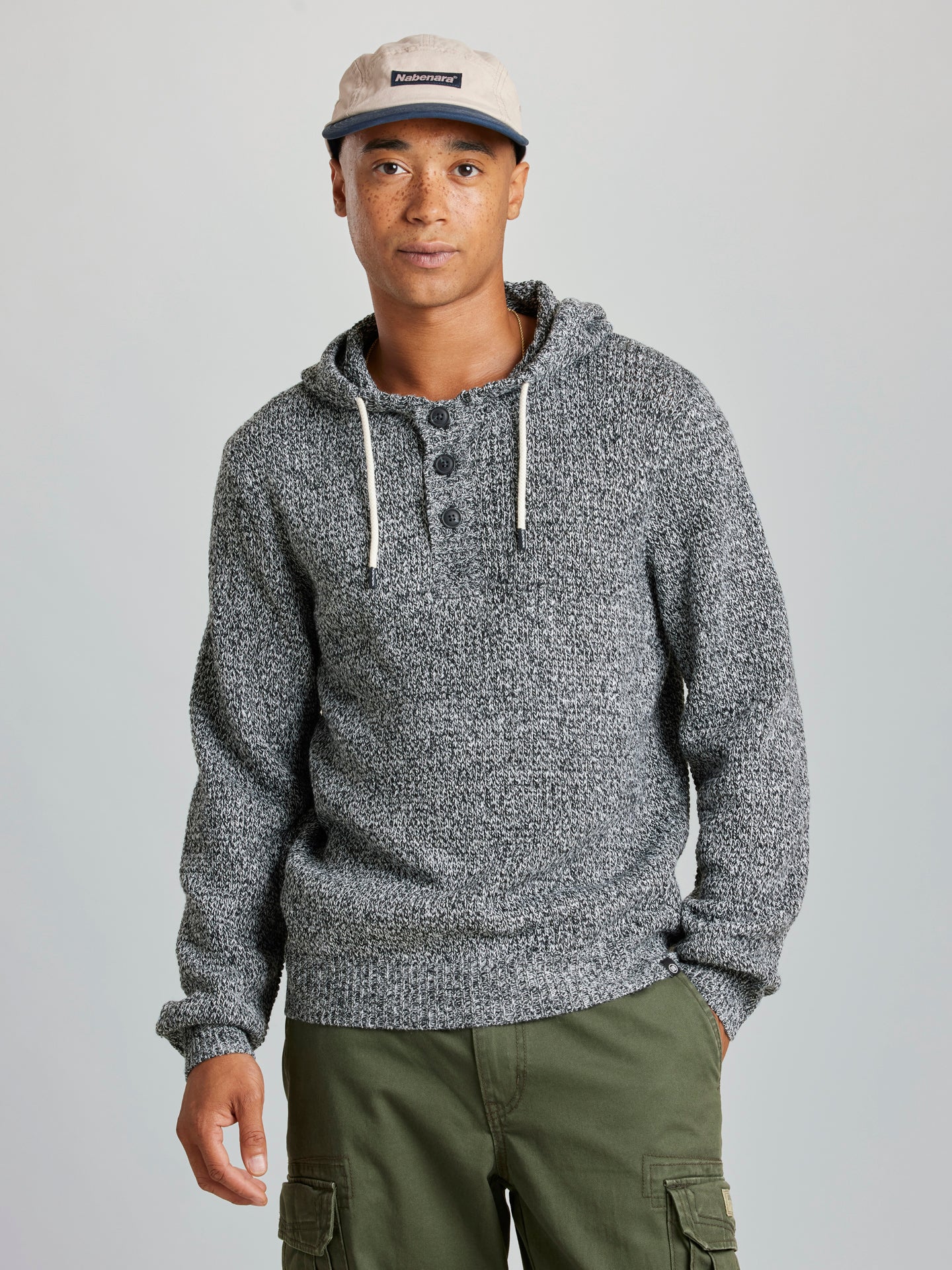 Men’s Mack Marled Henley Hoodie by UNIONBAY, Black Men’s Mack Marled Henley Hoodie by UNIONBAY, Black