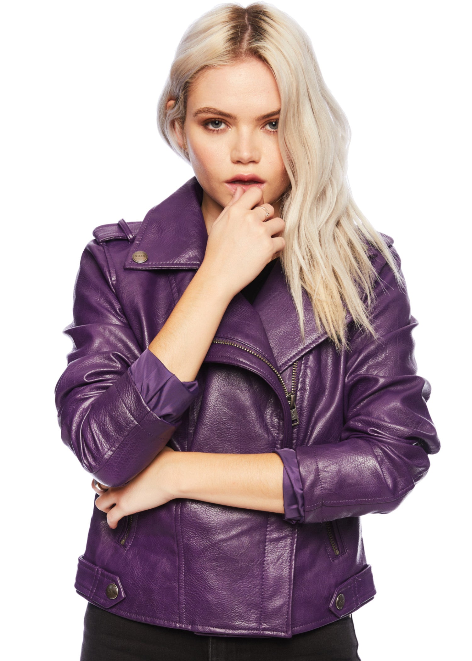 Midnight Rambler Purple Faux Leather Moto Biker Jacket – L Purple Midnight Rambler Purple Faux Leather Moto Biker Jacket – L Purple
