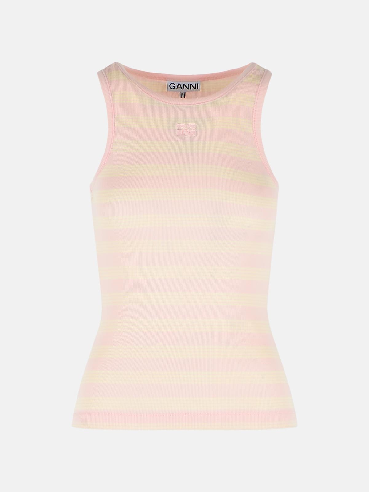 GANNI Pink Stretch Cotton Tank Top GANNI Pink Stretch Cotton Tank Top