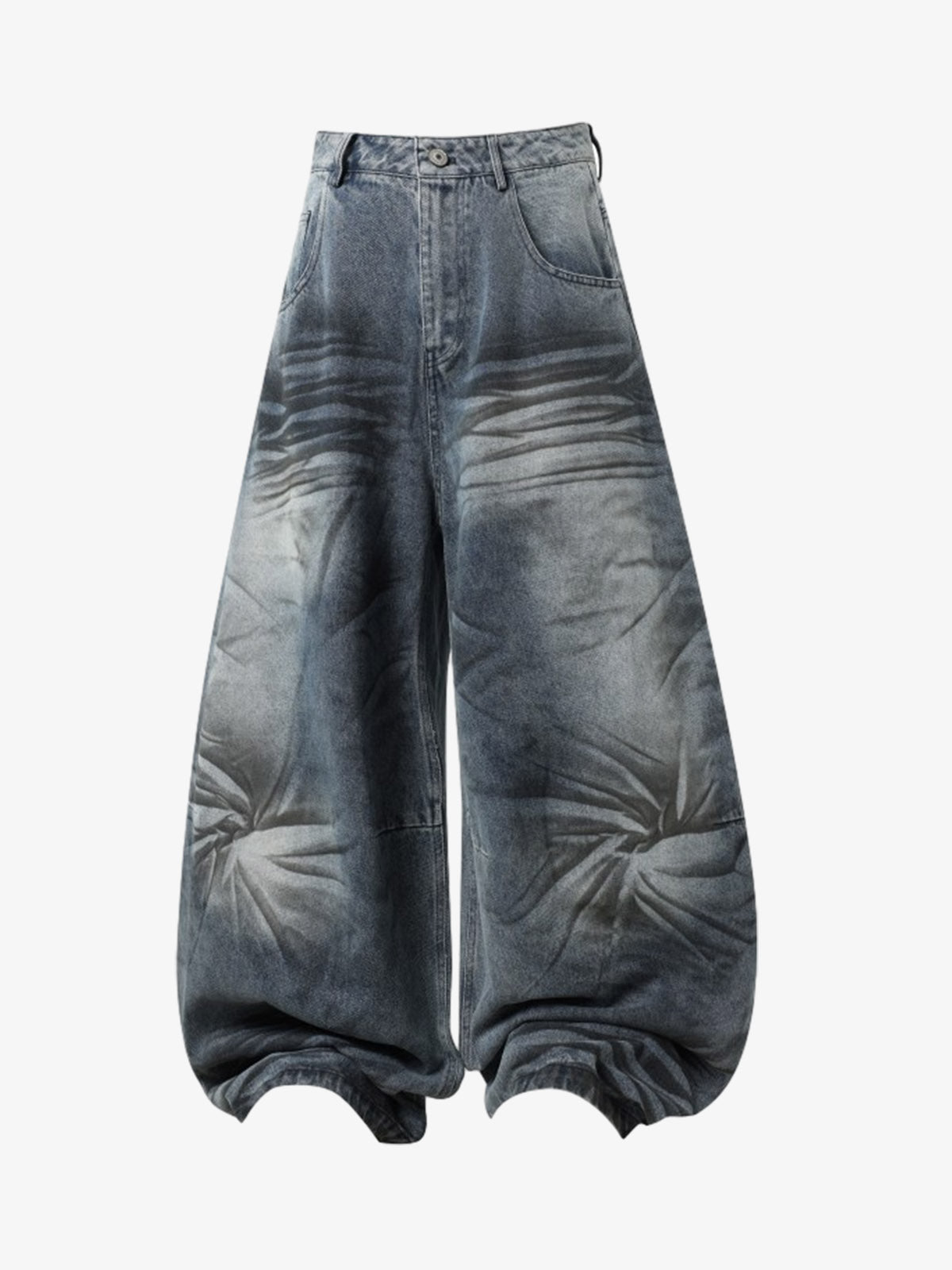 Wrinkle Effect Print Wide Leg Denim Jeans Wrinkle Effect Print Wide Leg Denim Jeans