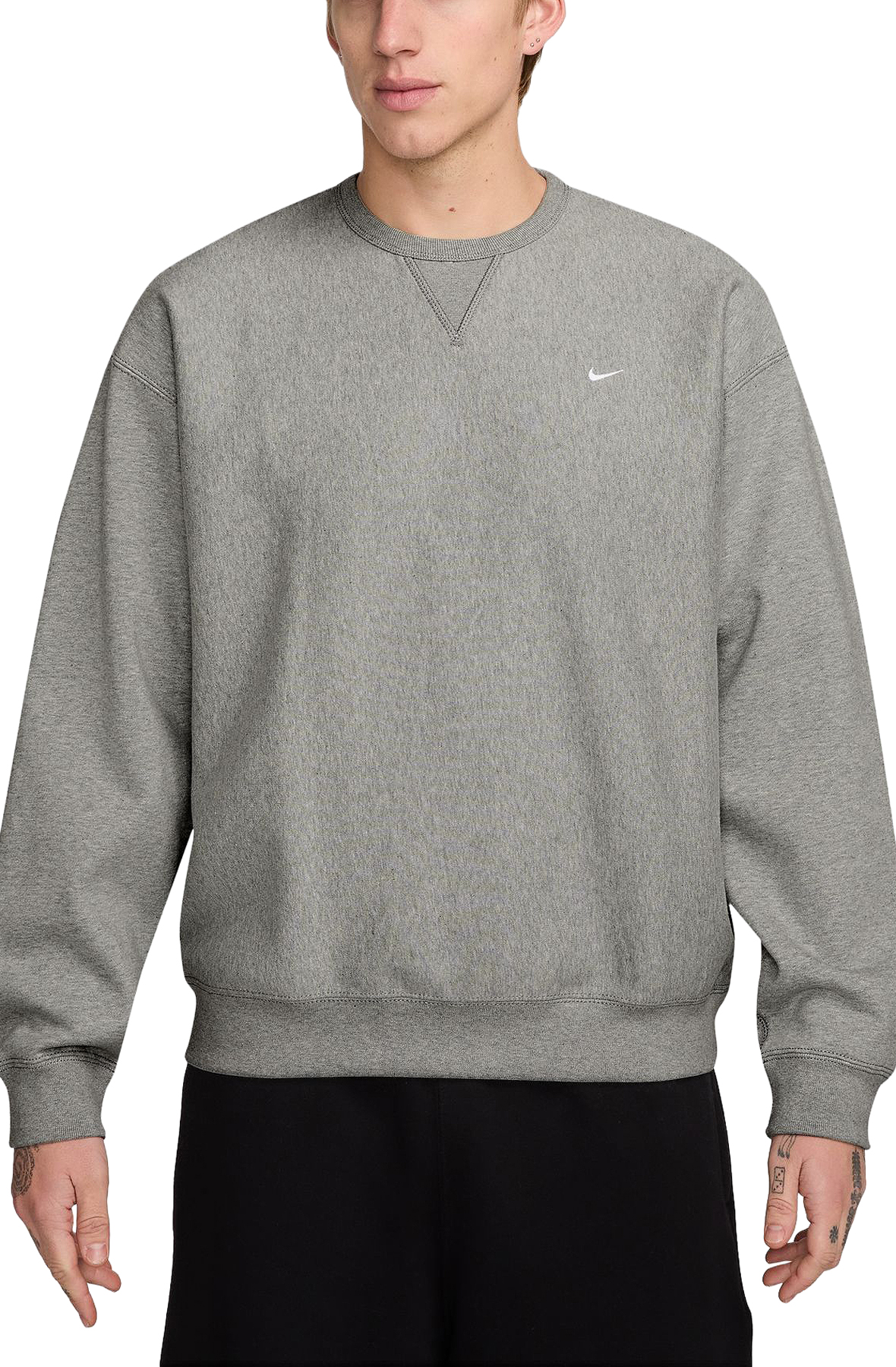 Men Solo Swoosh Fleece Crew Dk Grey HeatherWhite Sweatshirts Dk Grey HeatherWhite Men Solo Swoosh Fleece Crew Dk Grey HeatherWhite Sweatshirts Dk Grey HeatherWhite