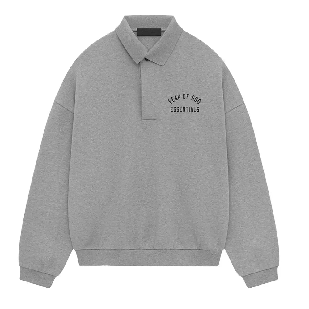 Fear of God Essentials Fleece Polo Dark Heather Fear of God Essentials Fleece Polo Dark Heather