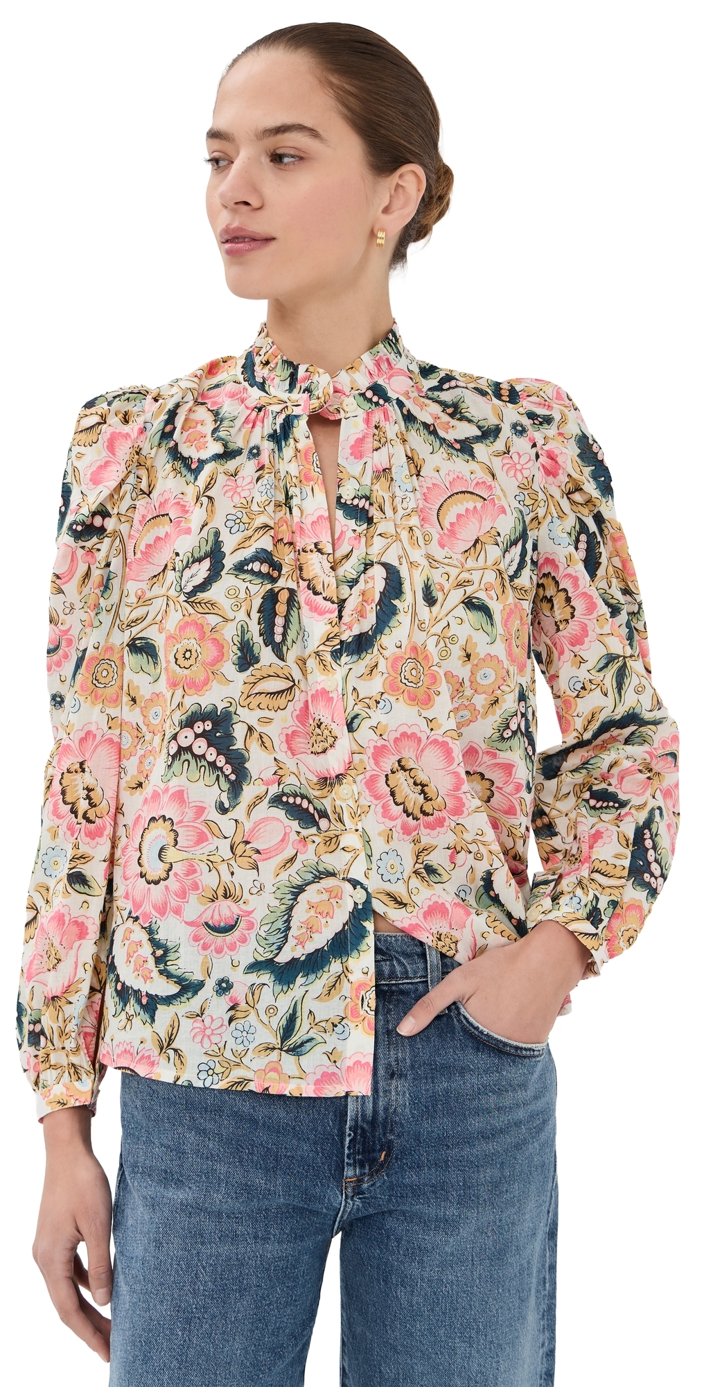 Alix of Bohemia Annabel Melon Bloom Shirt Off-White