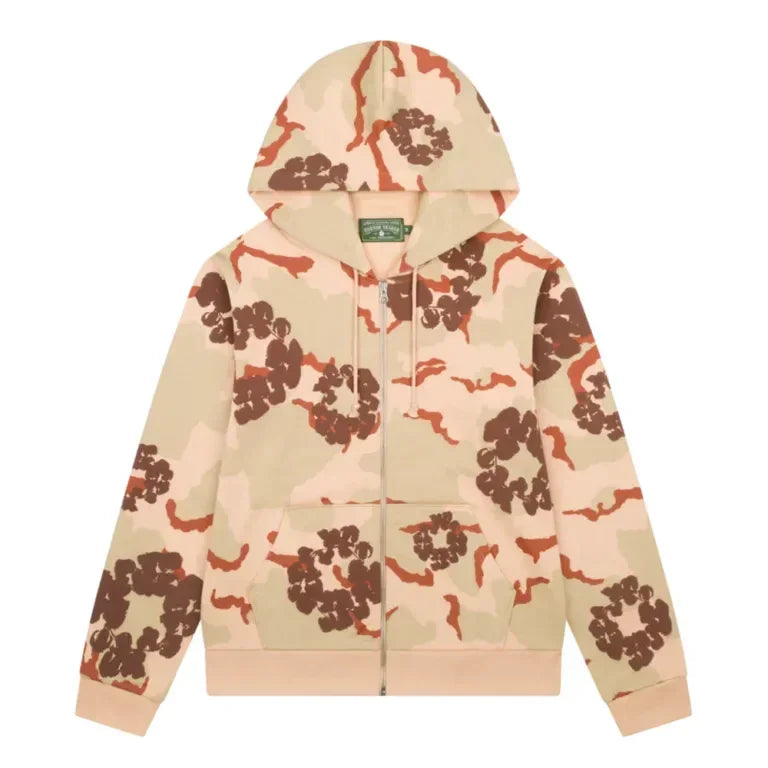 Denim Tears The Cotton Wreath Zip Sweatshirt Tan Camo Denim Tears The Cotton Wreath Zip Sweatshirt Tan Camo