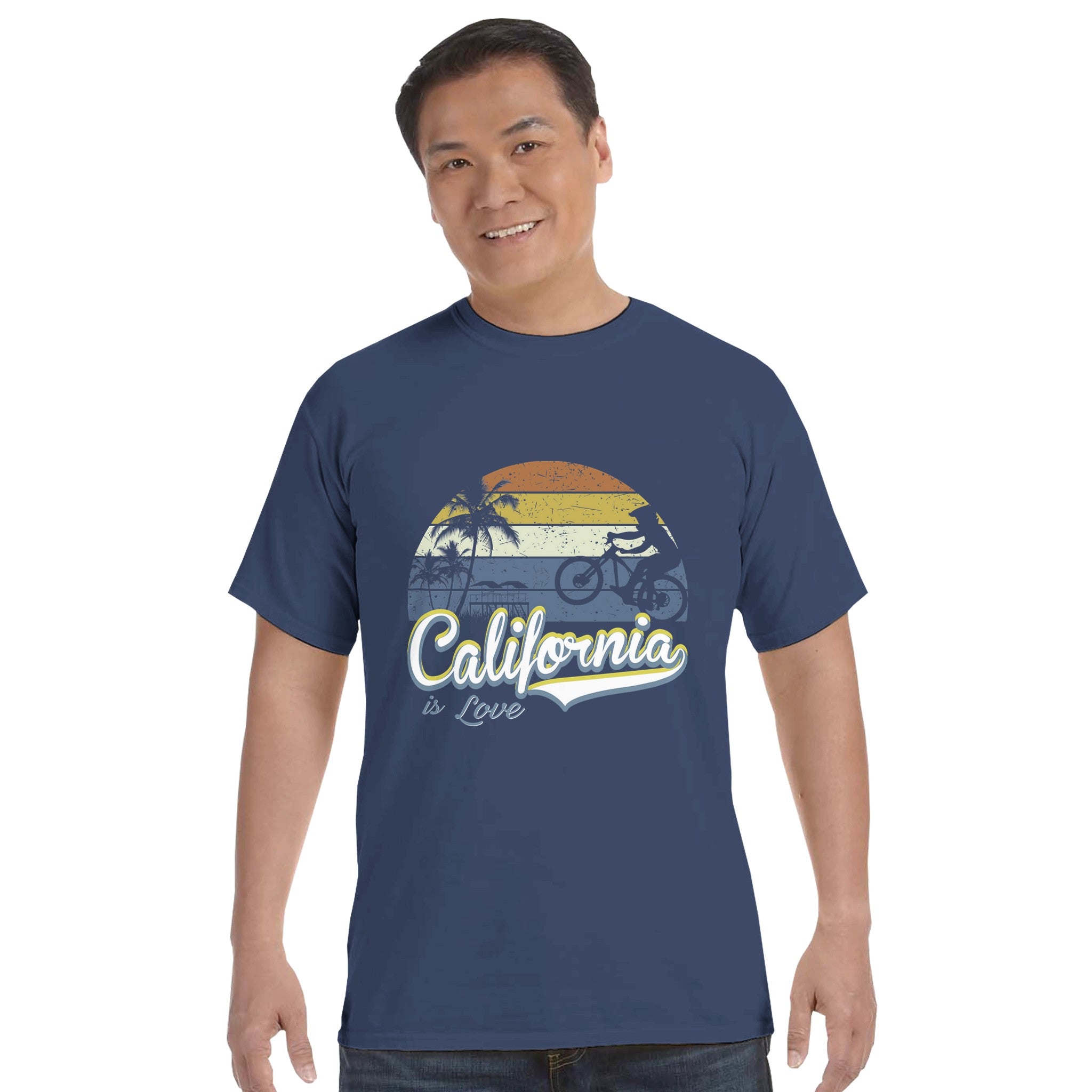 Sunset Cycling in California – Heavyweight Crewneck Shirt – china blue Sunset Cycling in California – Heavyweight Crewneck Shirt – china blue