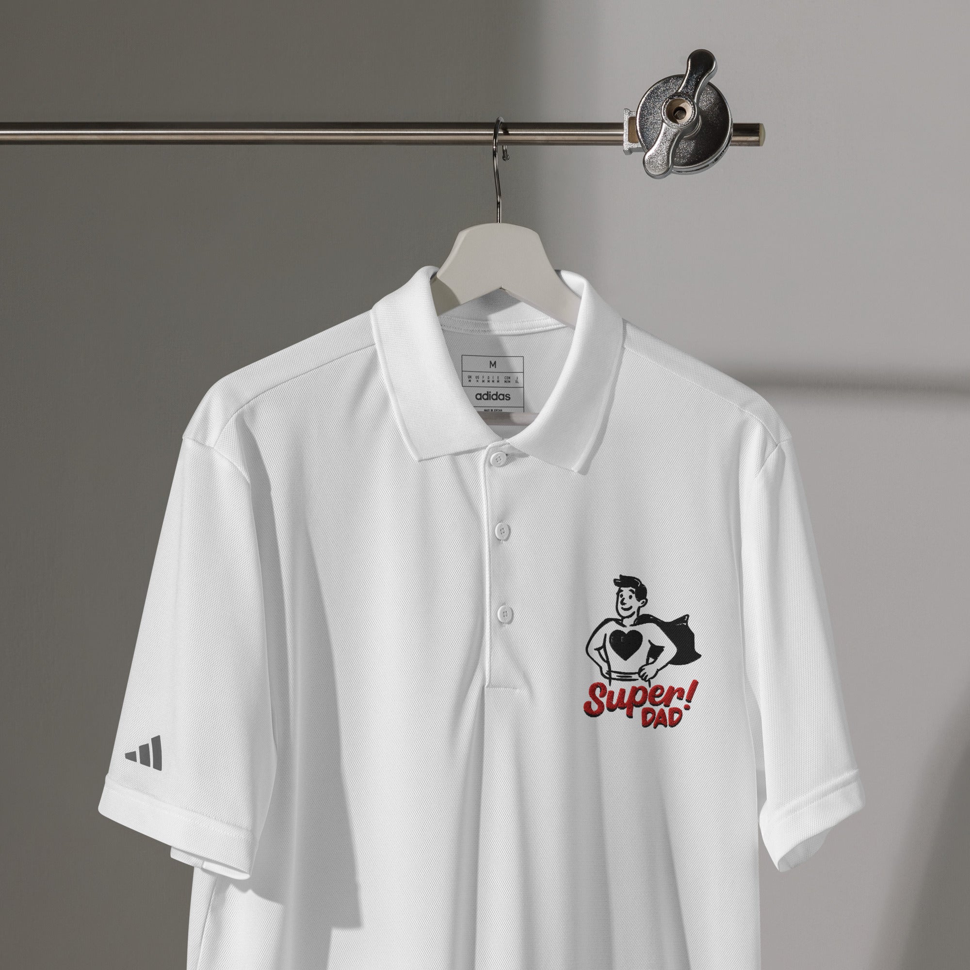 Celebrate Him – Super! Dad adidas Polo Shirt