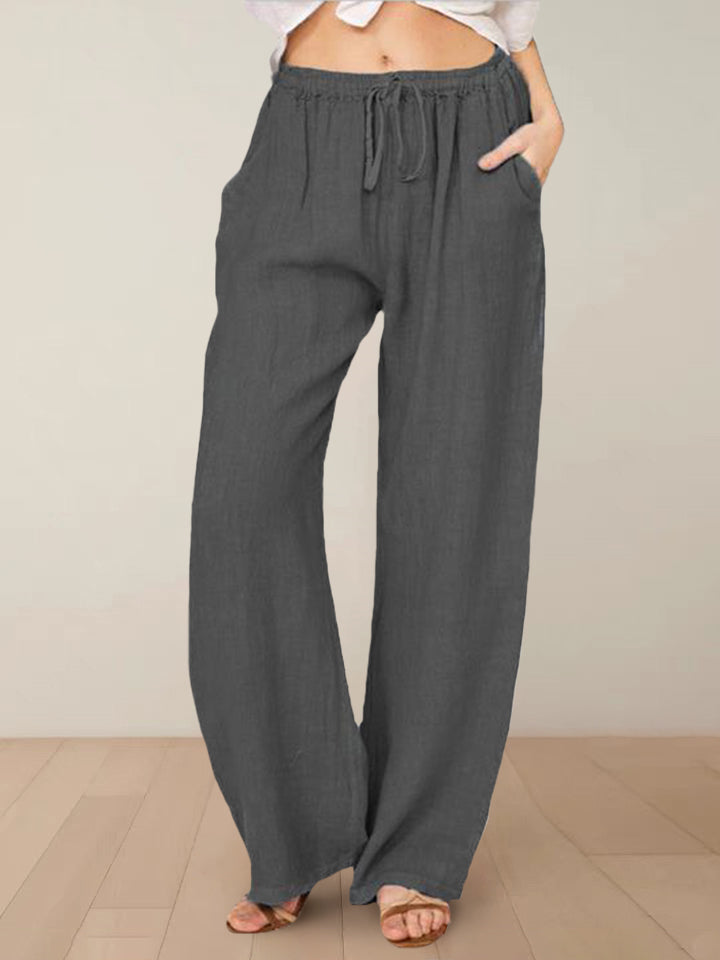 Loose Fit Flared Bottoms Elastic Waist Wide Leg Drawstring Joggers Pants – Dark Grey L- Loose Fit Flared Bottoms Elastic Waist Wide Leg Drawstring Joggers Pants – Dark Grey L-