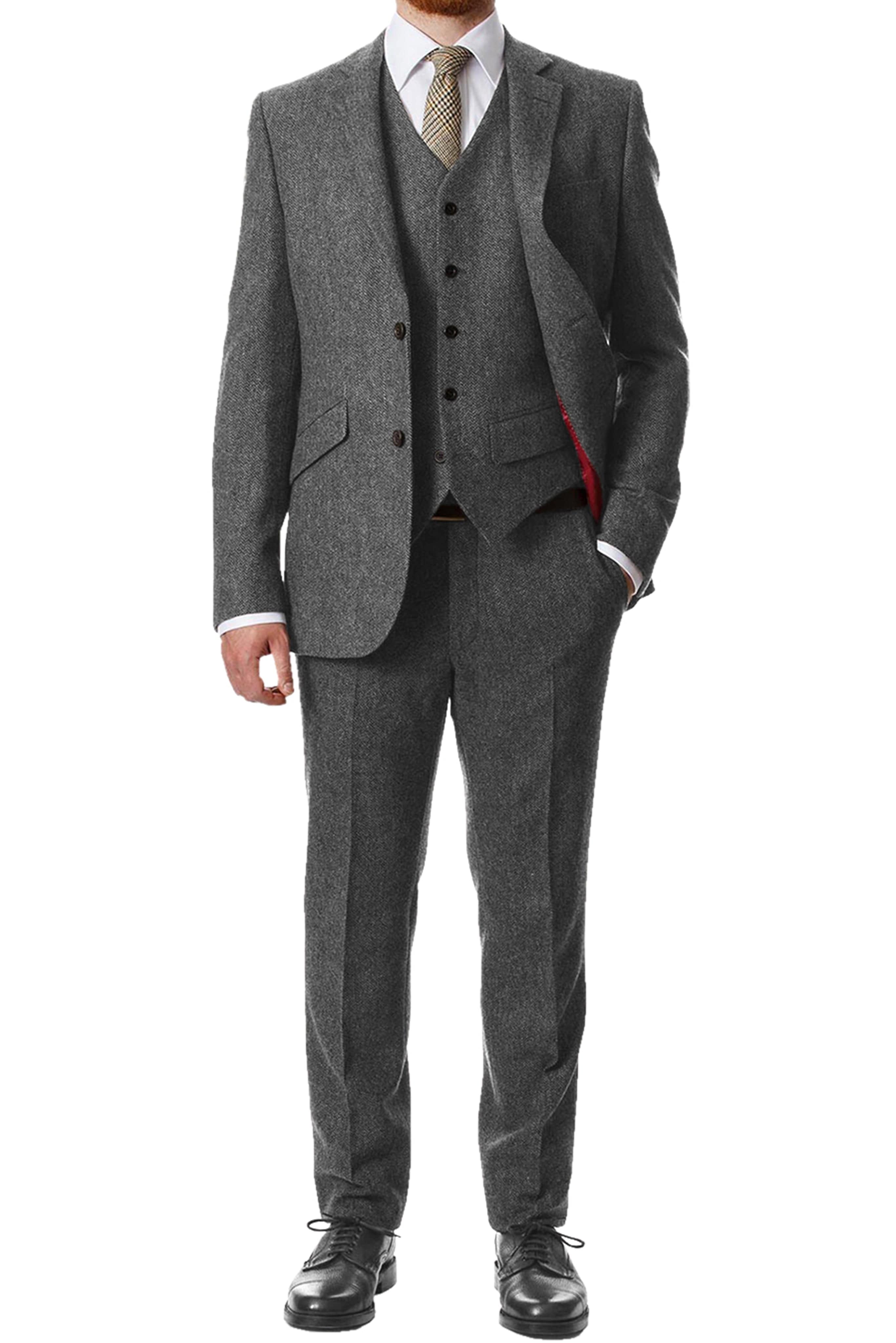 Aesido Piece Notch Lapel Men’s Suit Blazer+Vest+Pants – Grey R Aesido Piece Notch Lapel Men’s Suit Blazer+Vest+Pants – Grey R