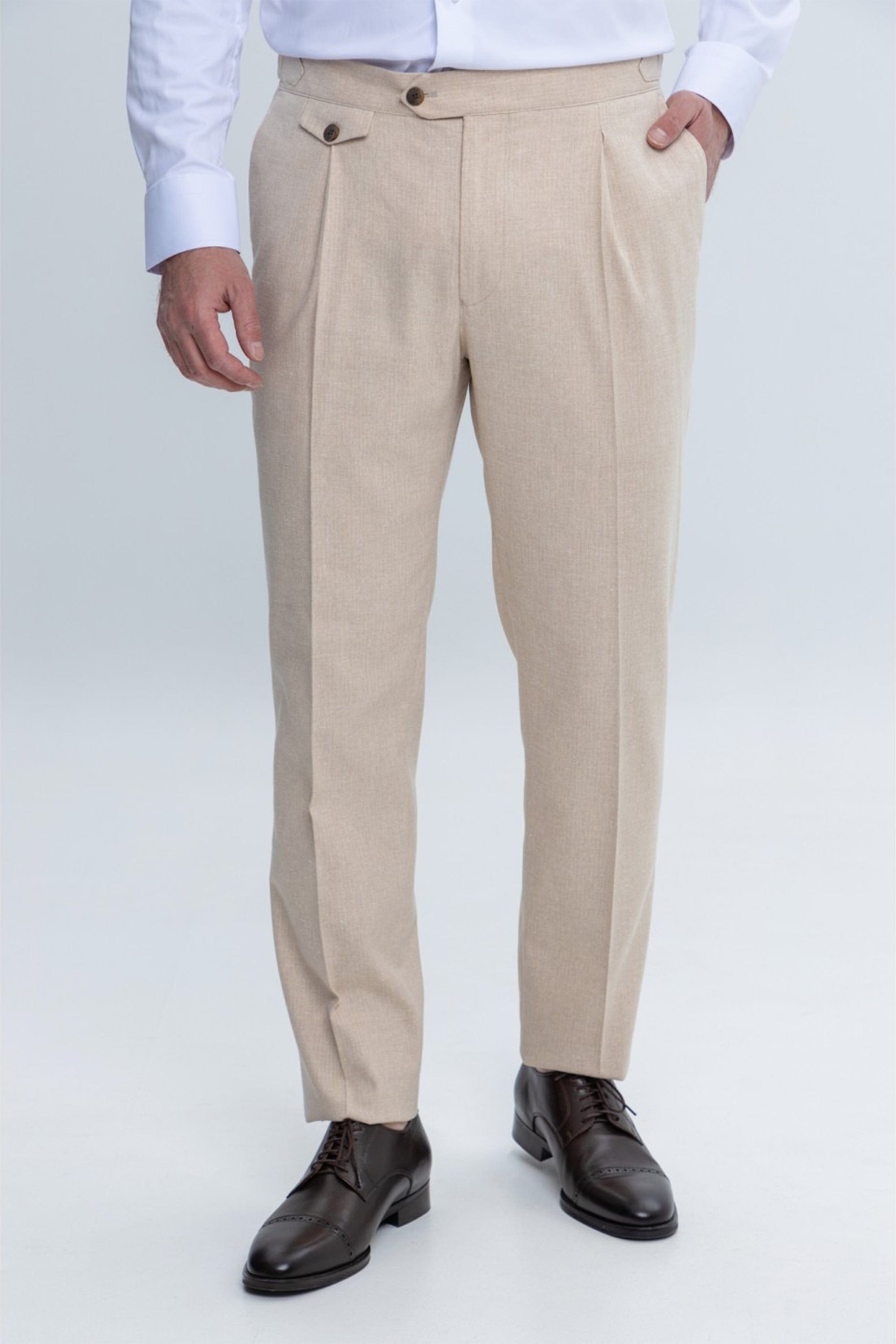 Beige Business Casual Slim Fit Men’s Suit Trousers – Beige W X L Beige Business Casual Slim Fit Men’s Suit Trousers – Beige W X L