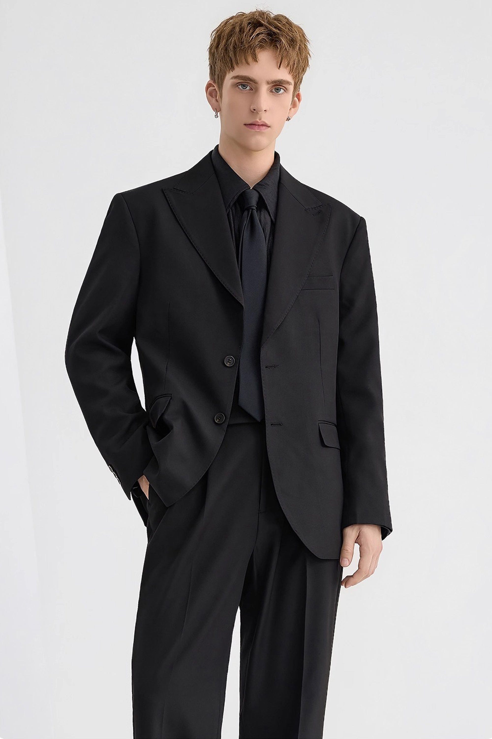 Black Notch Lapel Casual Men’s Blazer – Black R Black Notch Lapel Casual Men’s Blazer – Black R