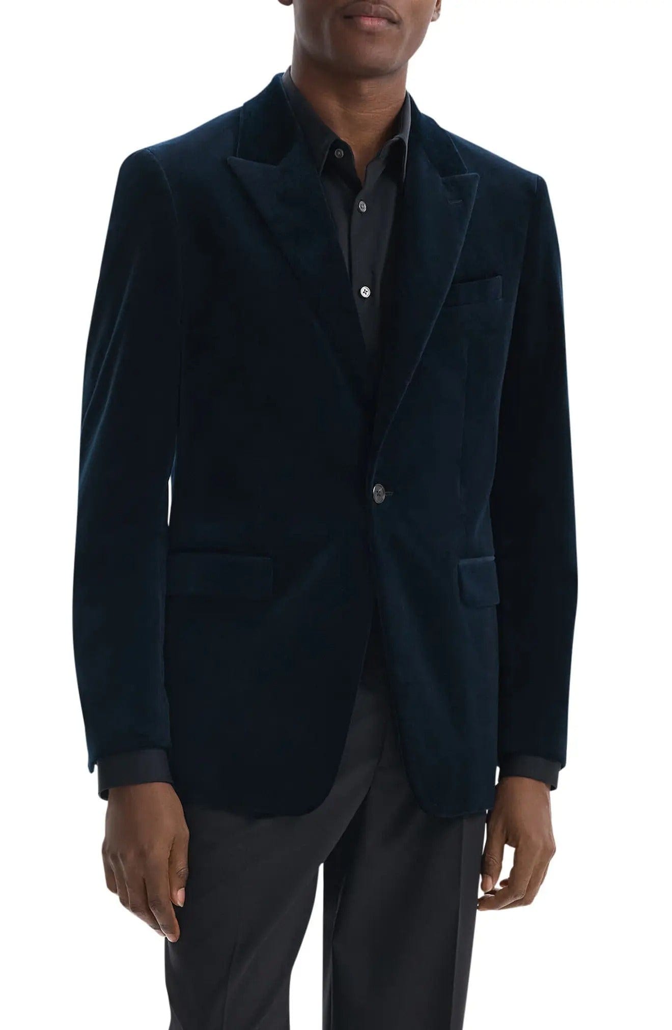 Navy Velvet Men’s Blazer Peak Lapel – Navy R Navy Velvet Men’s Blazer Peak Lapel – Navy R