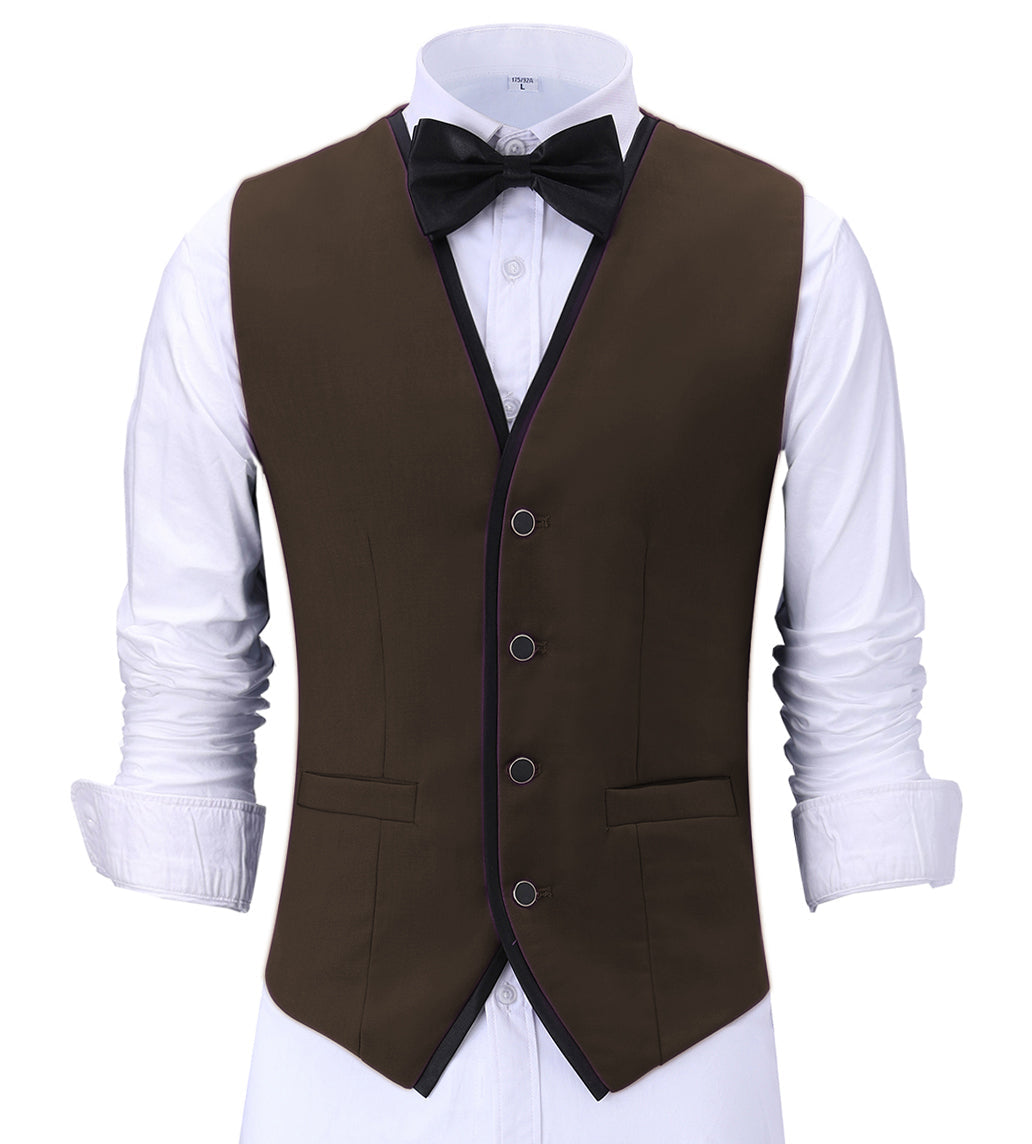 Aesido Formal Flat V Neck Waistcoat Slim Fit Suit Vest