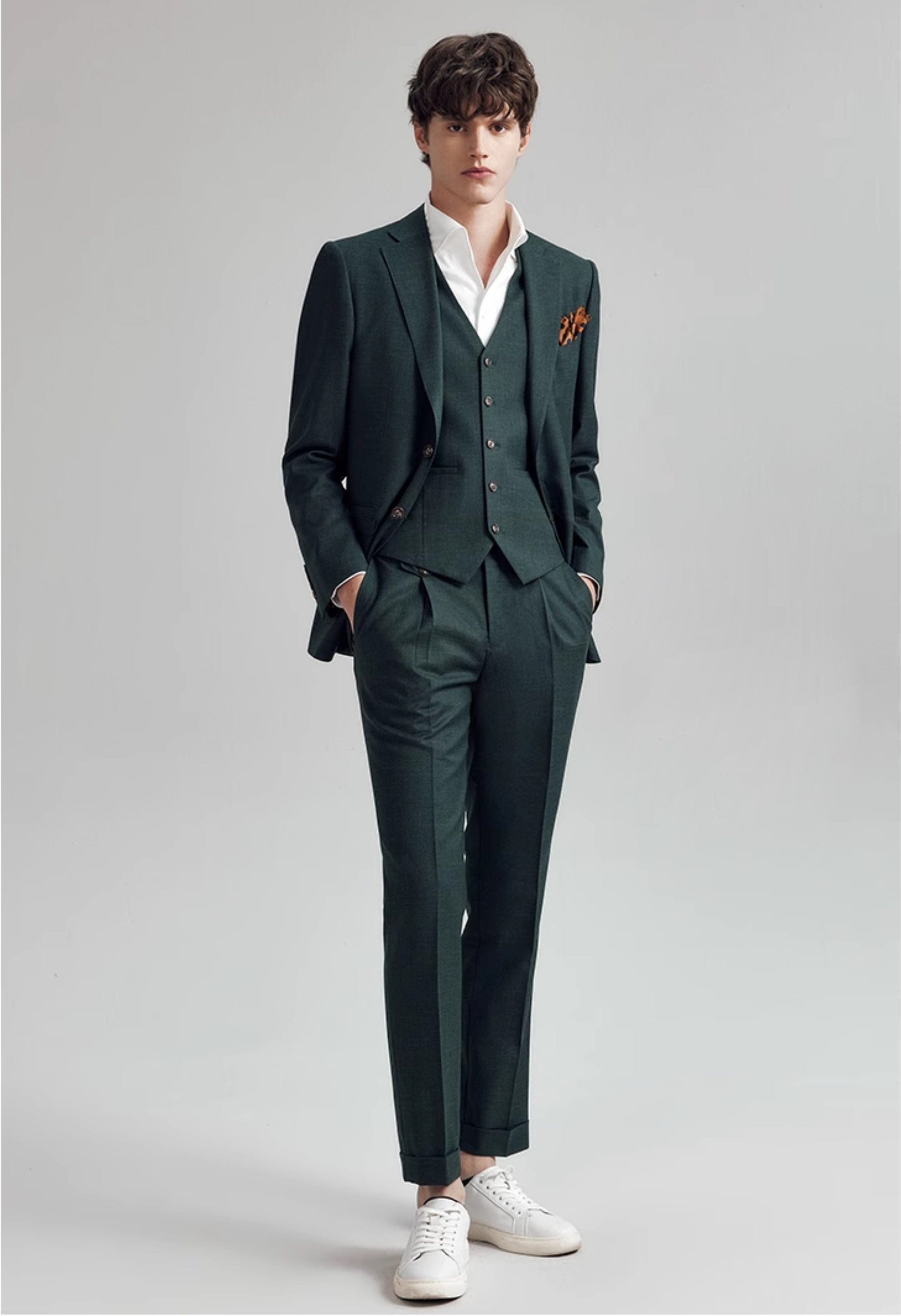 Grey Piece Single Breasted Business Casual Slim Fit Men’s Suit – Grey R