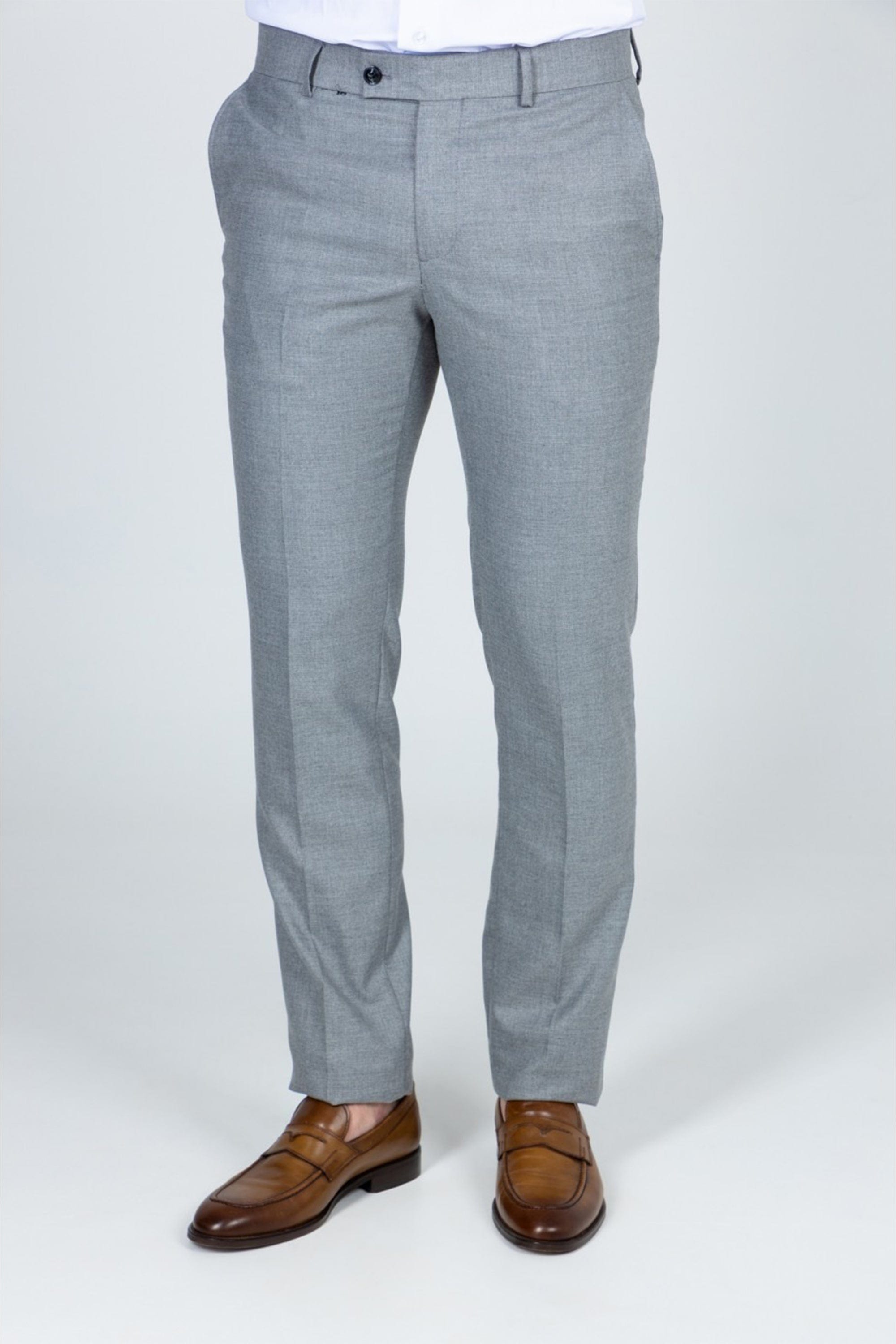 Grey Business Casual Slim Fit Men’s Trousers – Grey W X L Grey Business Casual Slim Fit Men’s Trousers – Grey W X L