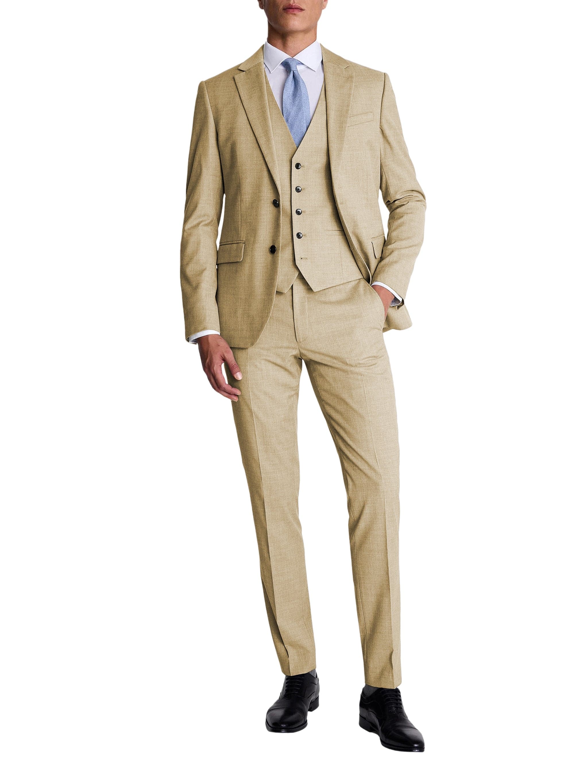 Men’s Black -Piece Suit Set Blazer, Vest & Pants – Champagne R Men’s Black -Piece Suit Set Blazer, Vest & Pants – Champagne R