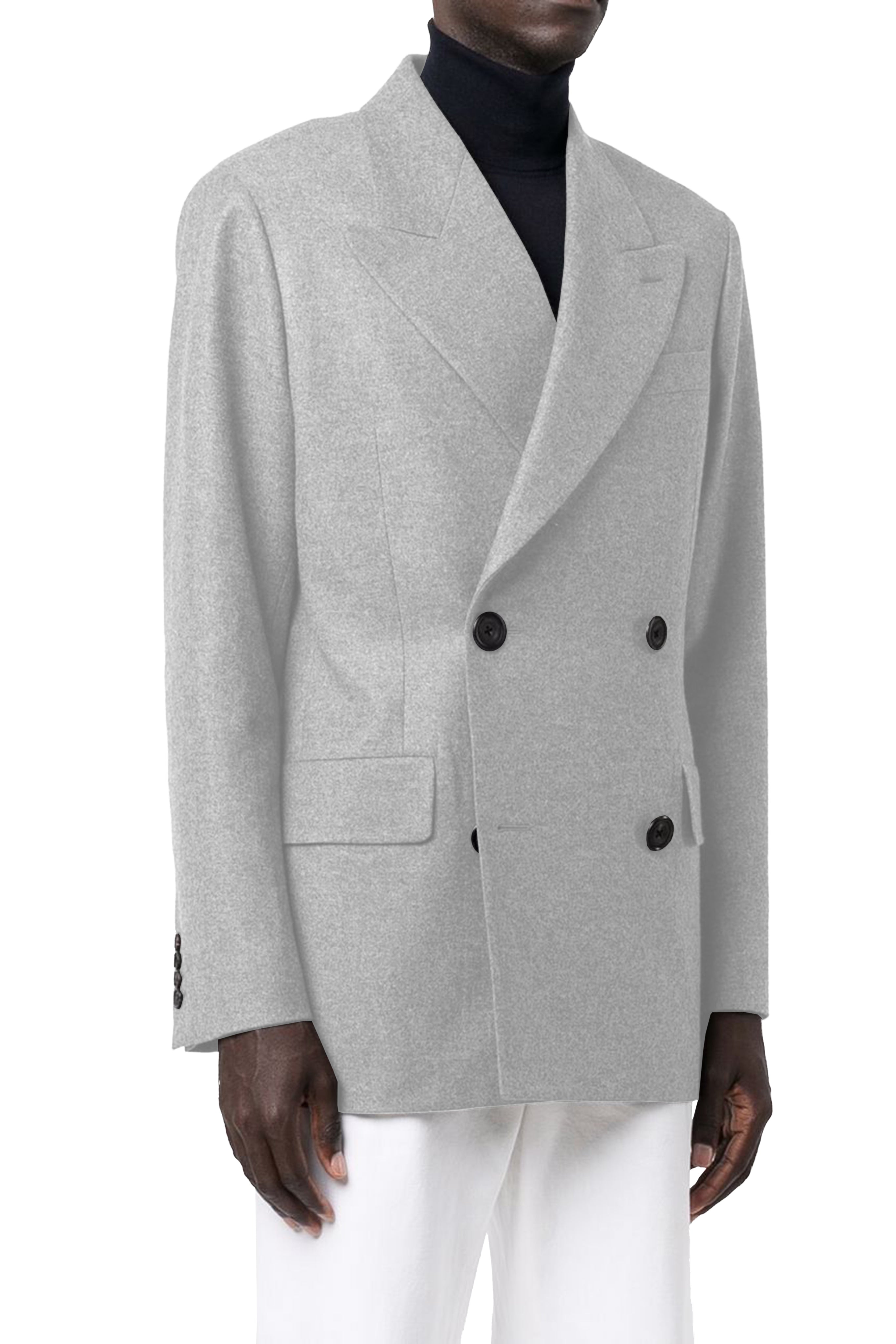Aesido Men’s Business Casual Double Breasted Peak Lapel Blazer – Silver R Aesido Men’s Business Casual Double Breasted Peak Lapel Blazer – Silver R