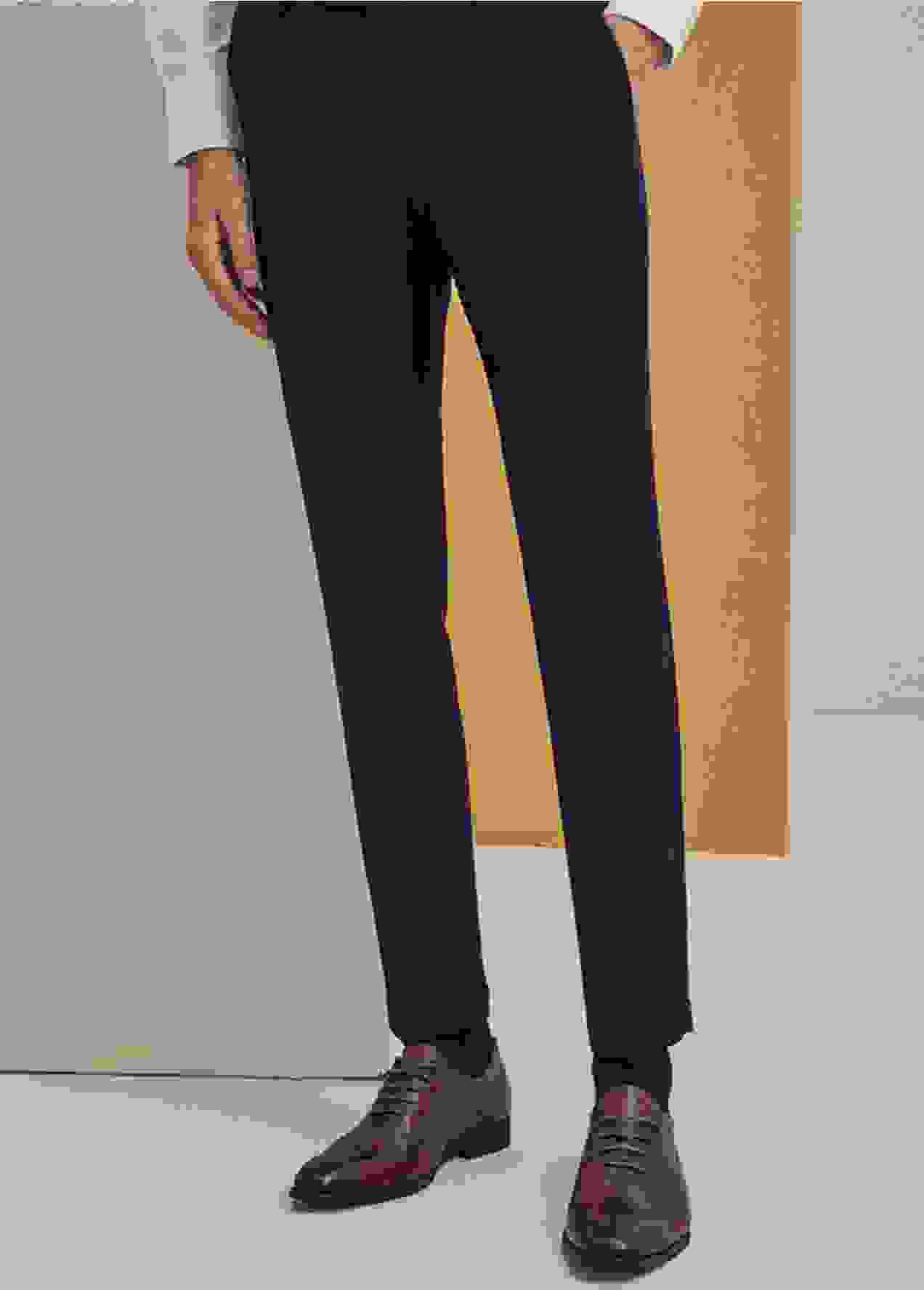 Men’s Business Casual Straight Slim Fit Trousers – Navy W X L