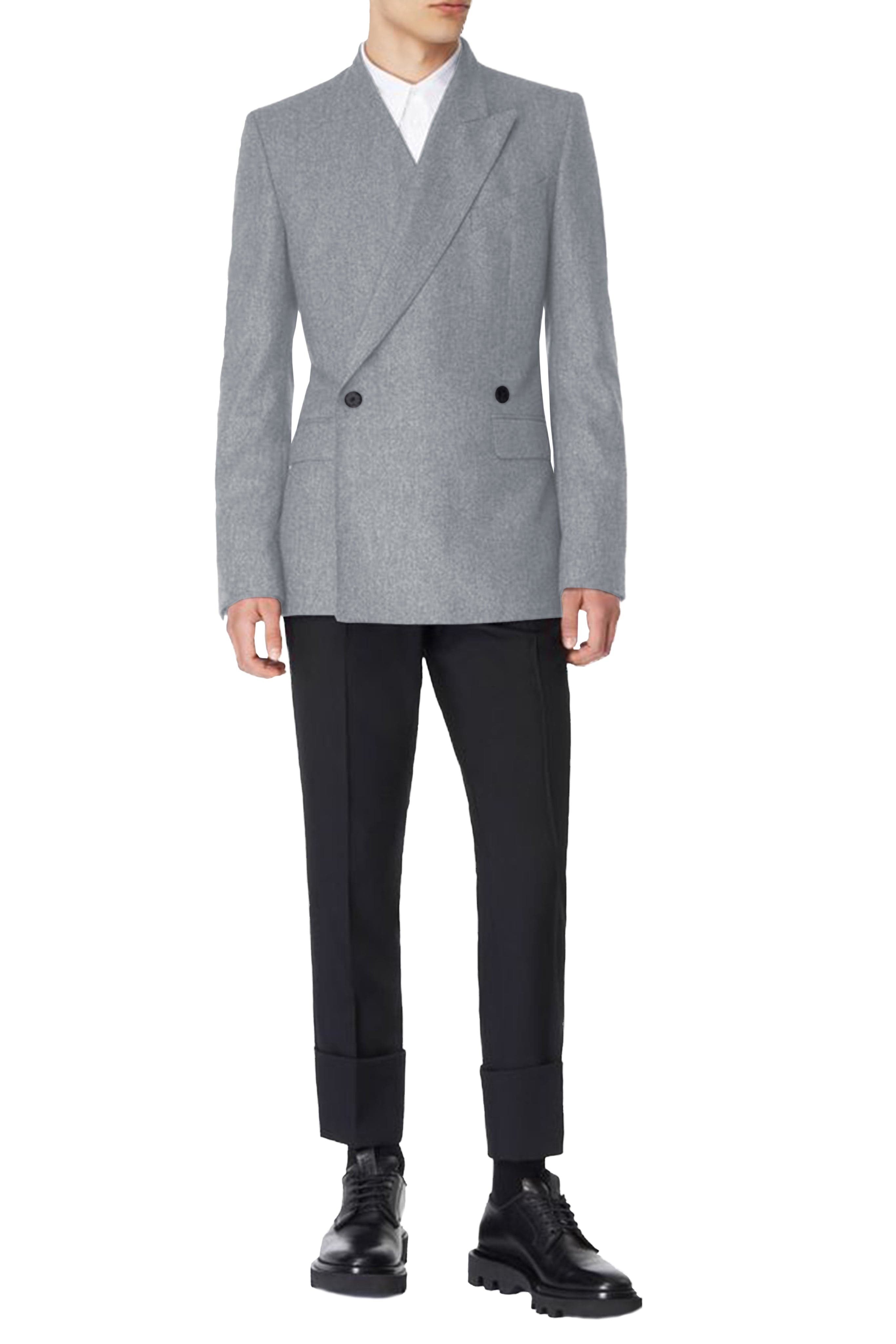 Aesido Men’s Fashion Single Button Peak Lapel Blazer – Light Grey Aesido Men’s Fashion Single Button Peak Lapel Blazer – Light Grey