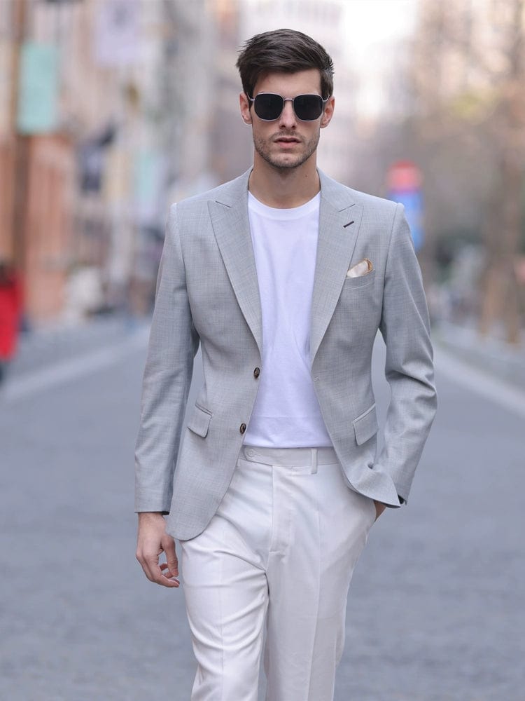 Men’s High Quality Light Grey Casual Slim Fit Blazer – Light Grey R