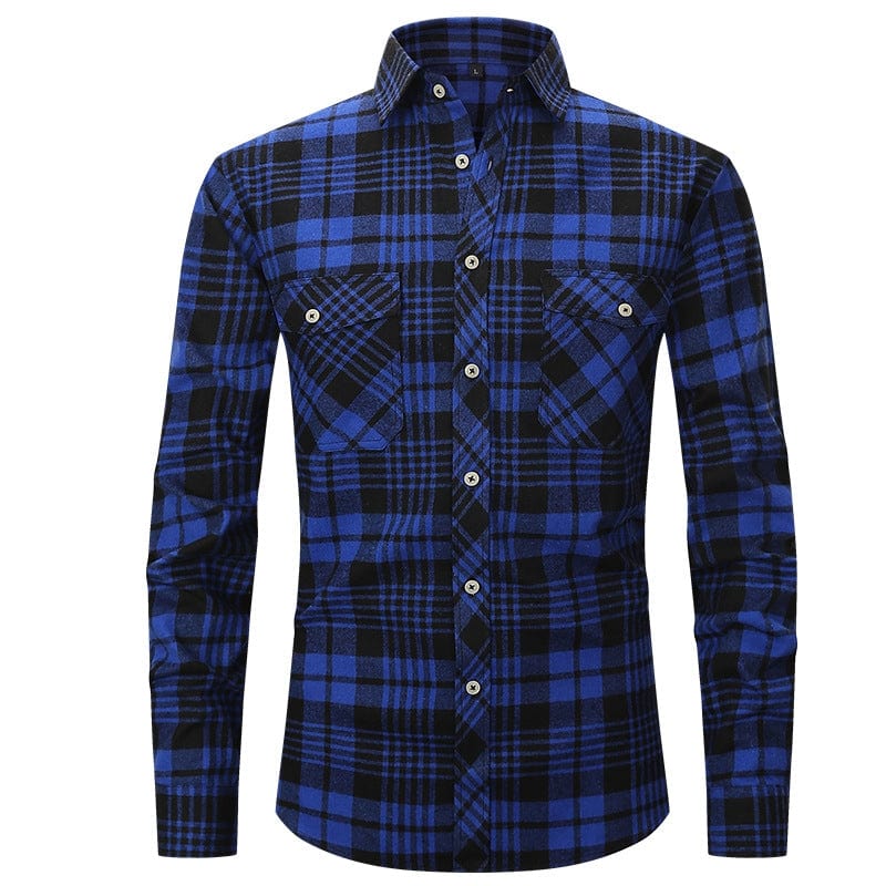 Aesido Men’s Long Sleeve Double Pocket Flannel Plaid Shirt Aesido Men’s Long Sleeve Double Pocket Flannel Plaid Shirt