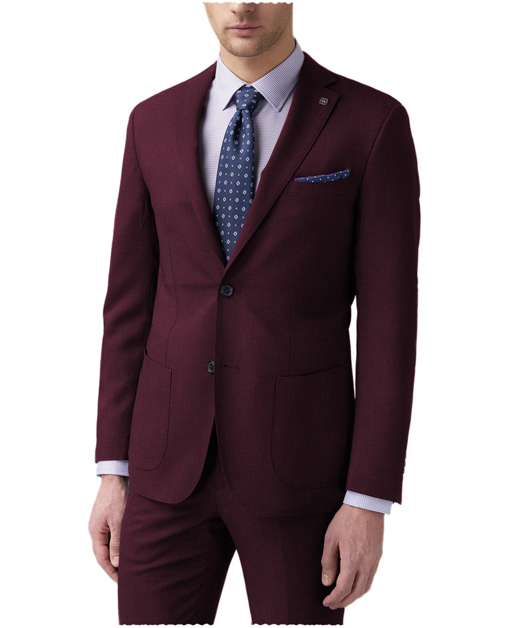 Aesido Men’s Suit Pieces Double Buttons Notch Lapel Jacket Blazer+Pants – Burgundy R Aesido Men’s Suit Pieces Double Buttons Notch Lapel Jacket Blazer+Pants – Burgundy R