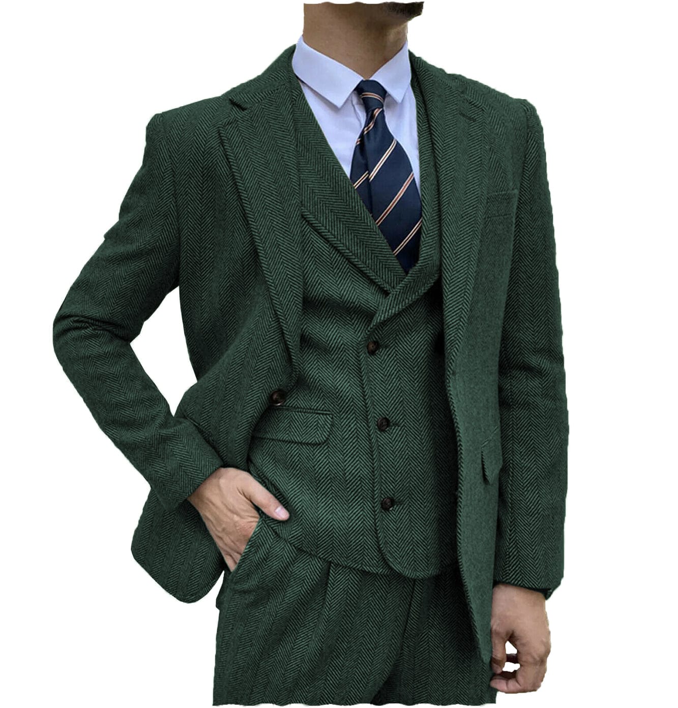 Aesido Men’s Suit Piece Notch Lapel Blazer(Blazer+Vest+Pants) – Hunt Green R Aesido Men’s Suit Piece Notch Lapel Blazer(Blazer+Vest+Pants) – Hunt Green R