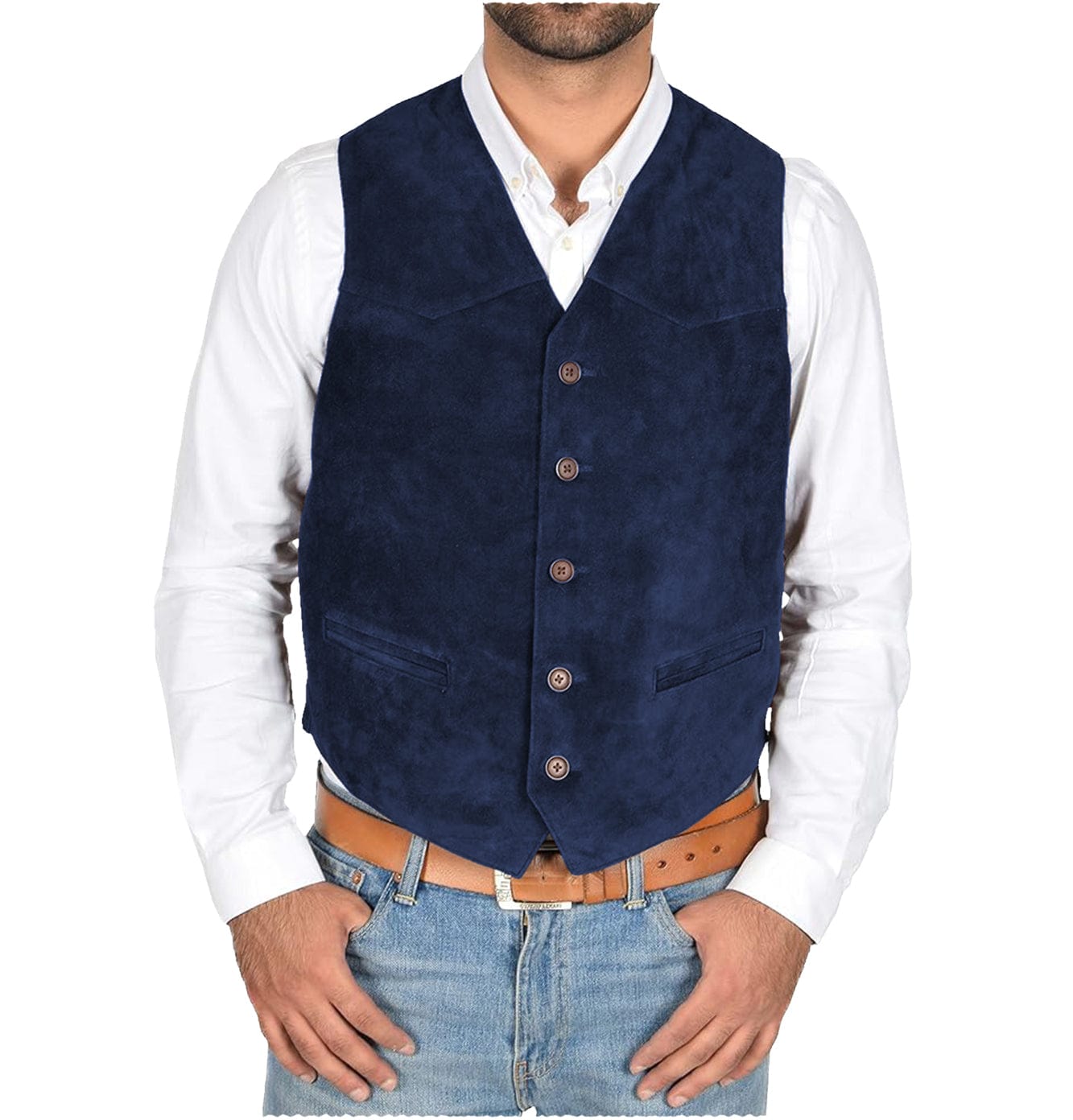 Aesido Men’s Vest Business Casual V Lapel Waistcoat