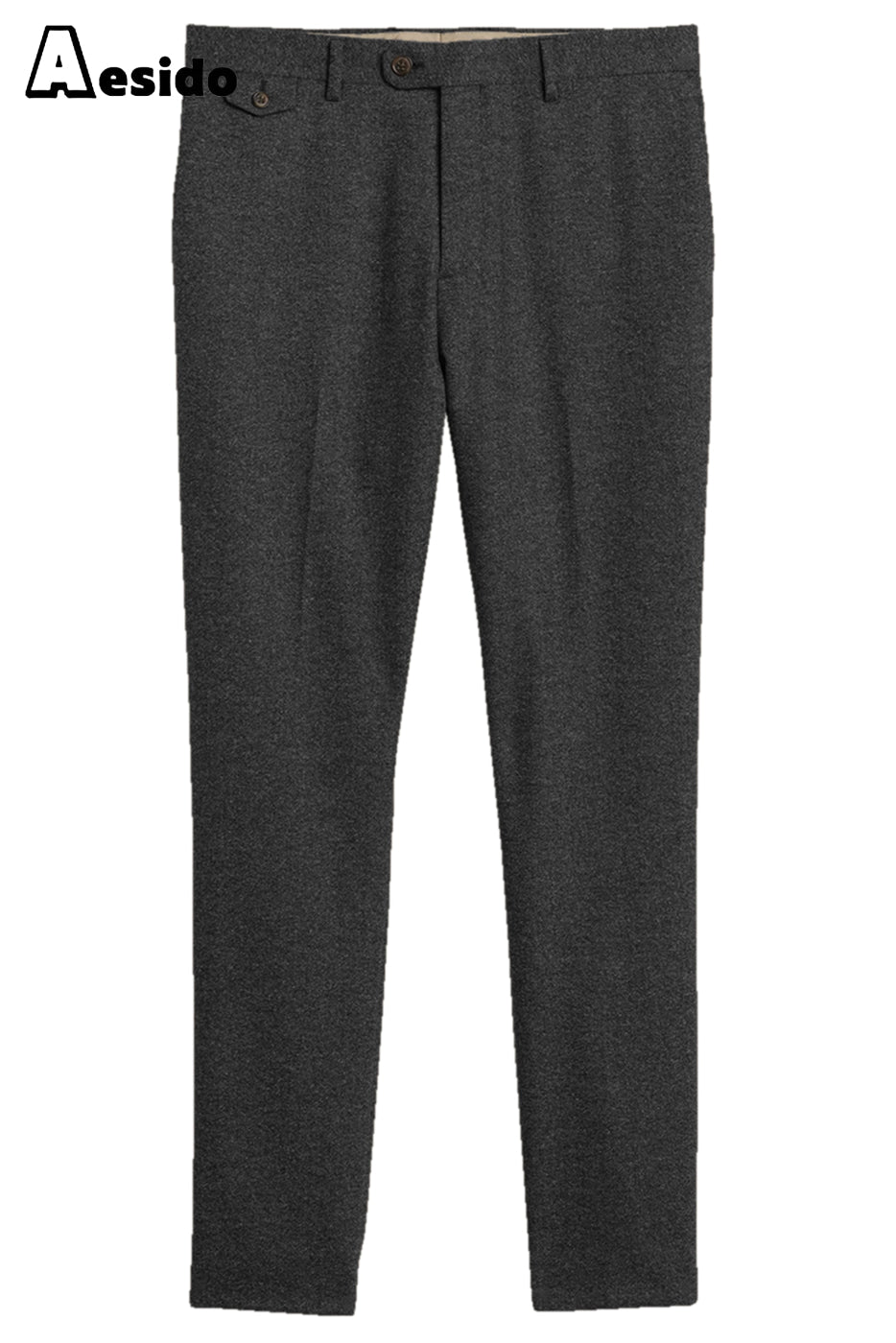 Aesido Men’s Wool Tweed Trousers – Black W X L Aesido Men’s Wool Tweed Trousers – Black W X L