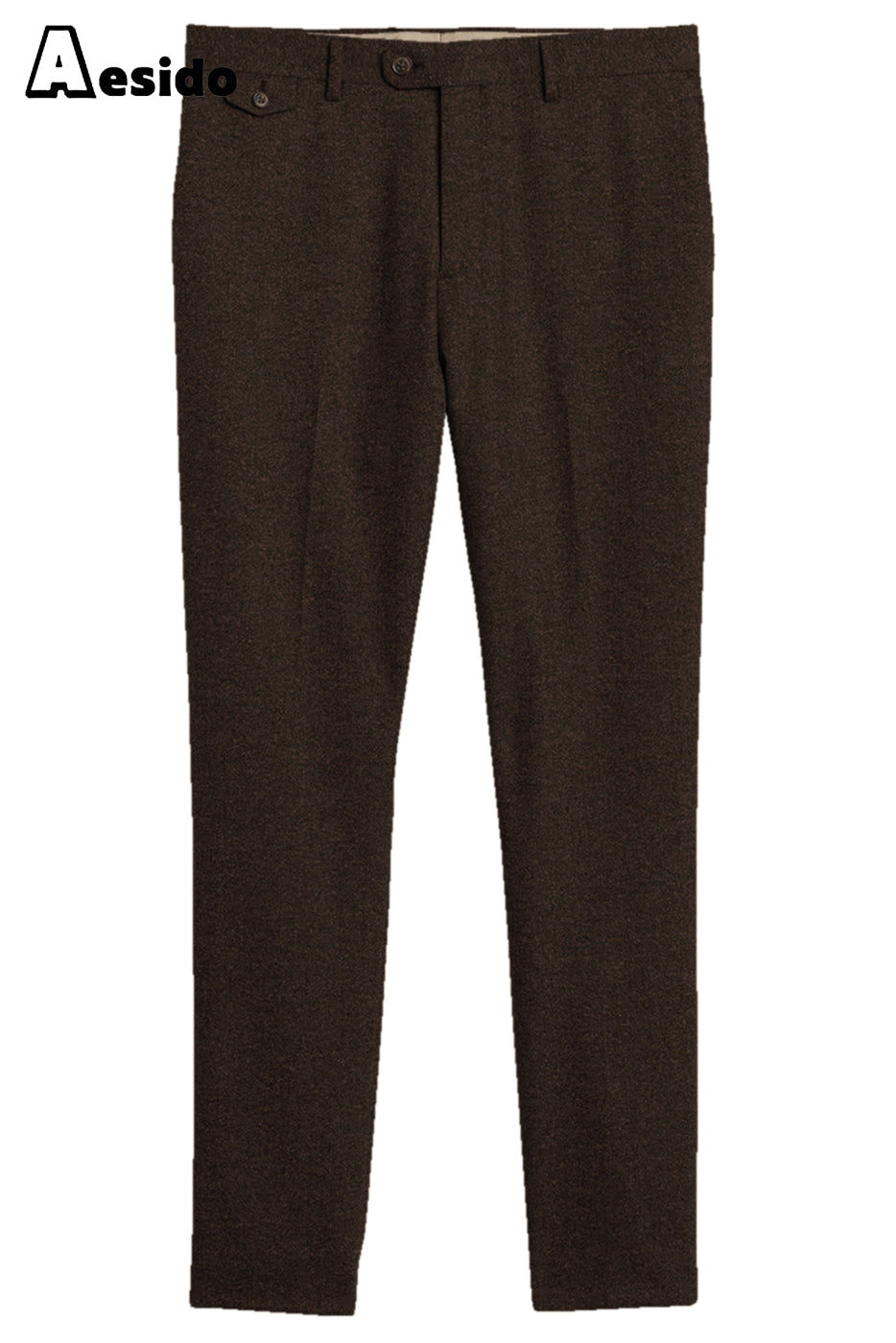 Aesido Men’s Wool Tweed Trousers – Coffee W X L Aesido Men’s Wool Tweed Trousers – Coffee W X L