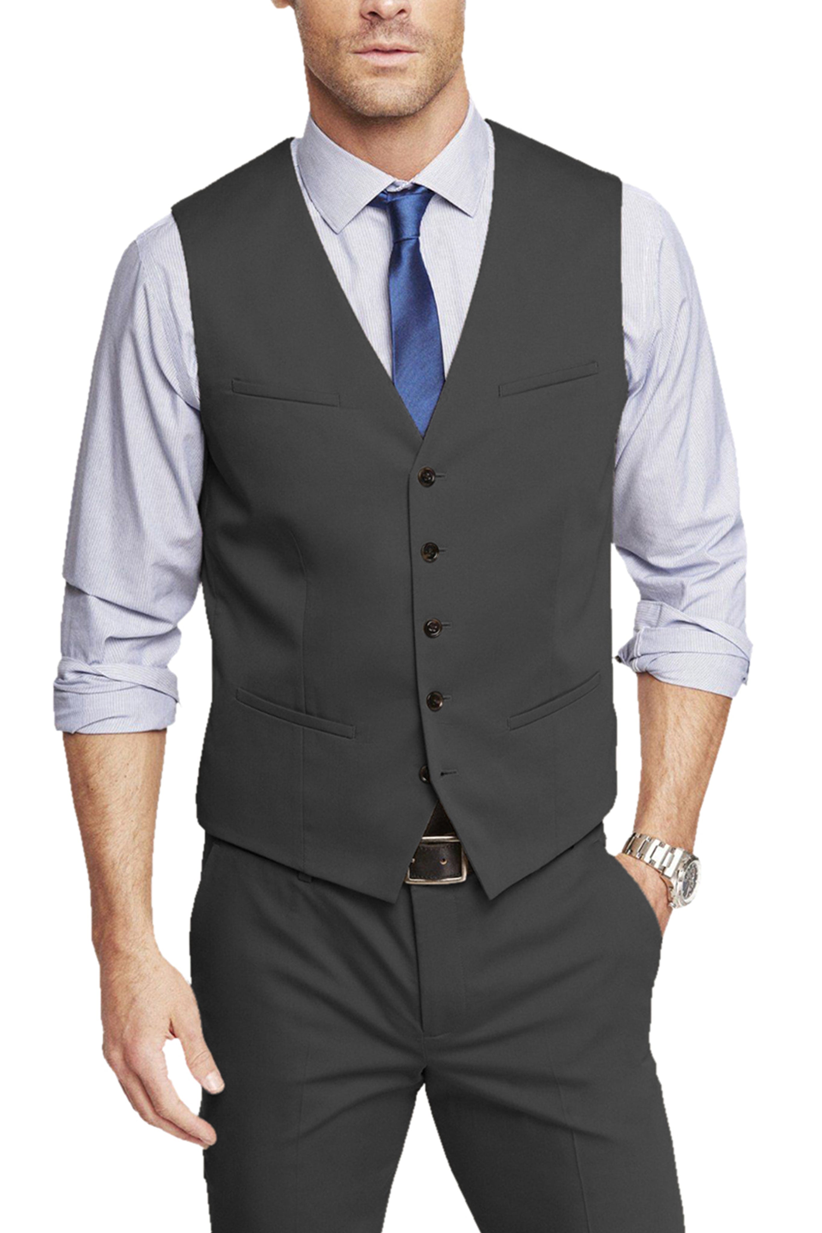 Aesido Piece Single Breasted V Neck Men’s Waistcoat Vest+Pants – Black R Aesido Piece Single Breasted V Neck Men’s Waistcoat Vest+Pants – Black R